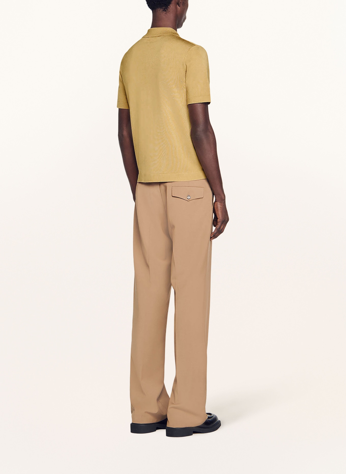 SANDRO Dzianinowa koszula z klapami extra slim fit, Kolor: CAMELOWY (Obrazek 3)