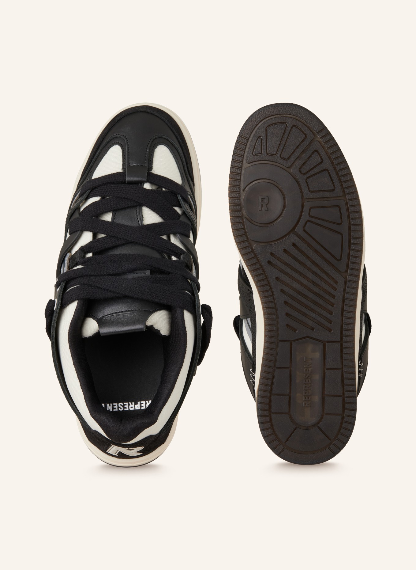 REPRESENT Sneaker BULLY: SCHWARZ / ECRU / WEISS