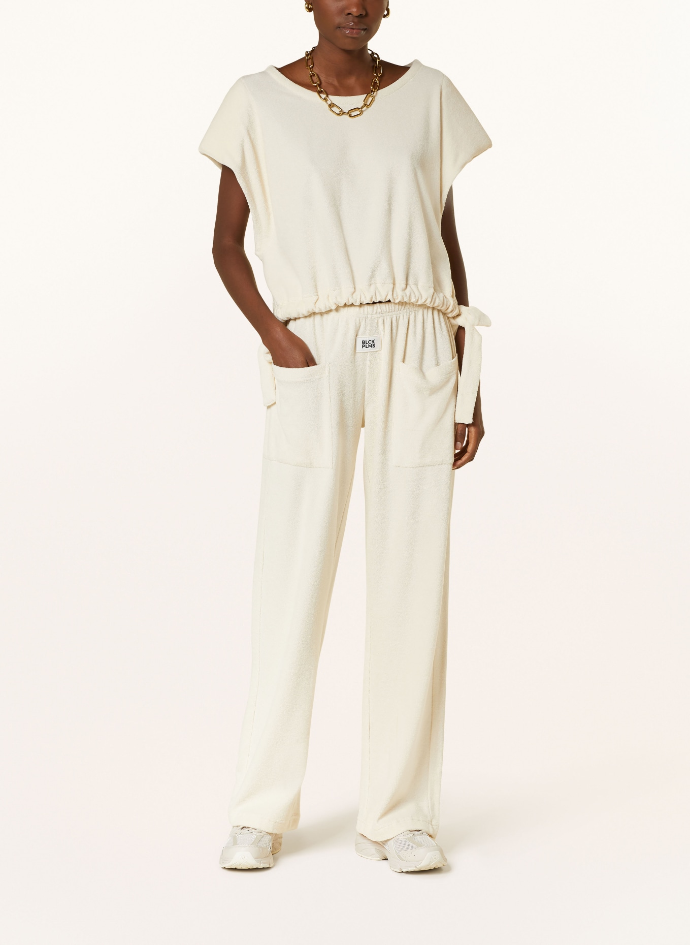 black palms Terry cloth pants in jogger style, Color: CREAM (Image 2)