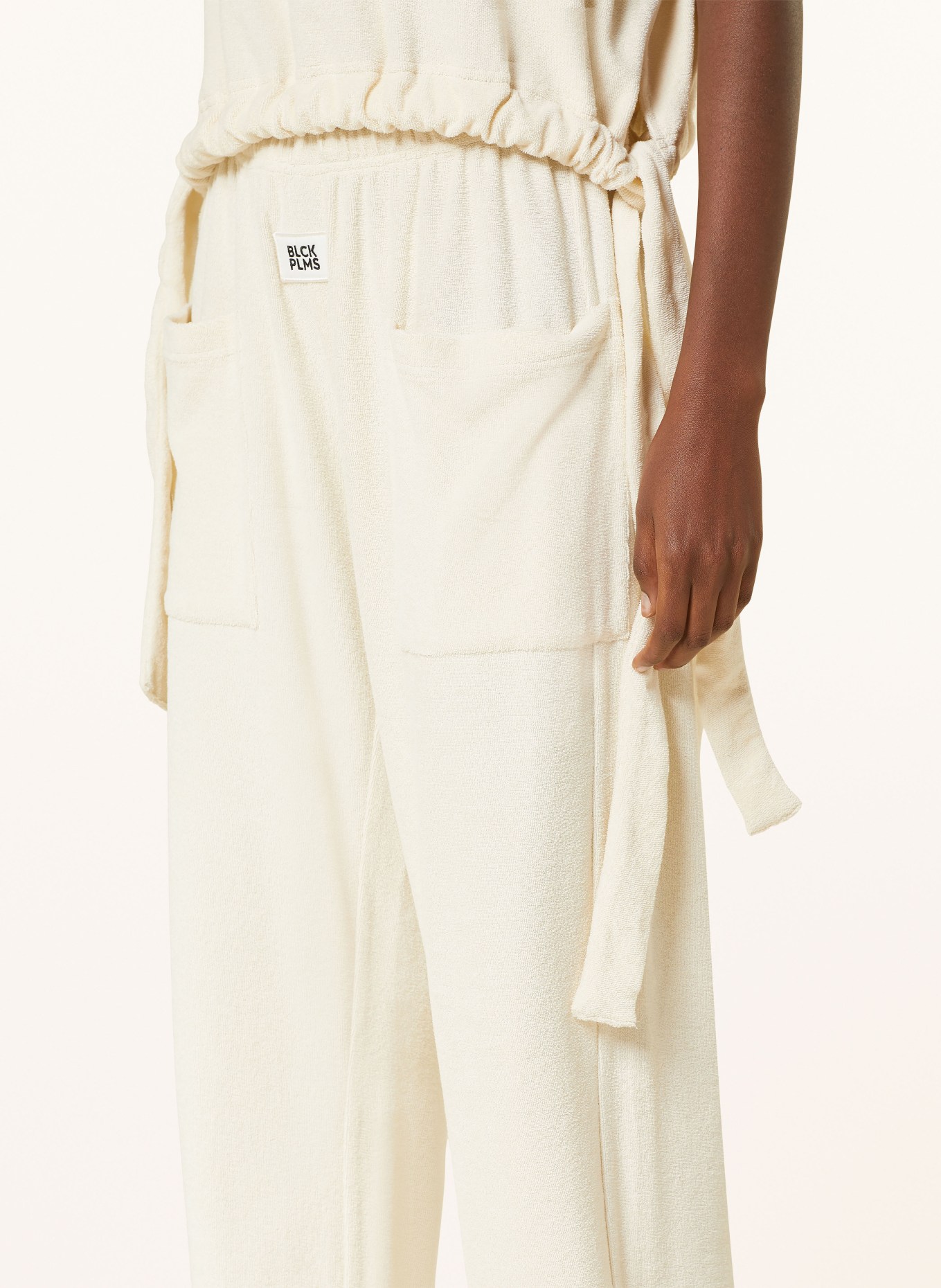 black palms Terry cloth pants in jogger style, Color: CREAM (Image 5)