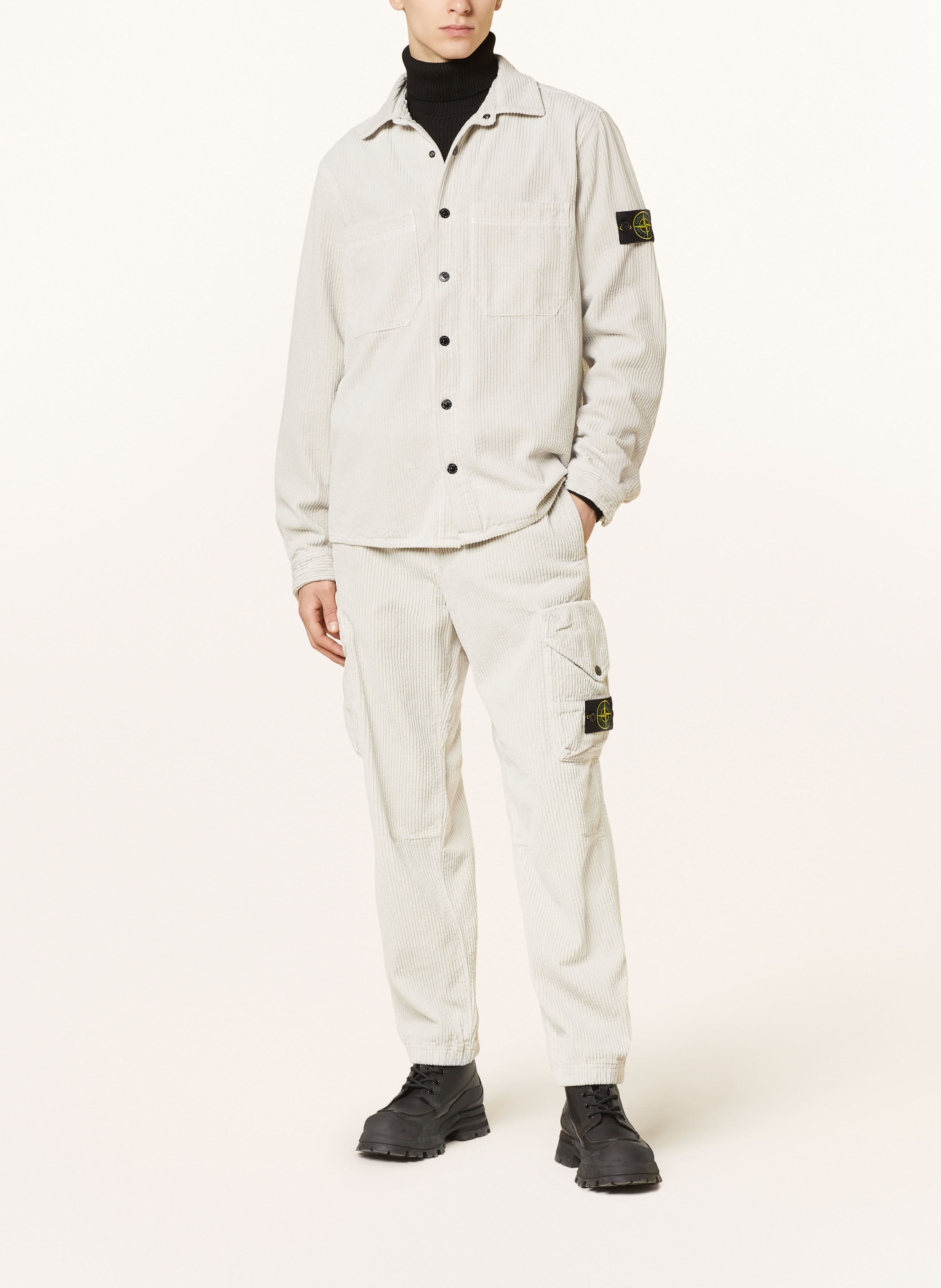 STONE ISLAND Cargo pants loose fit in corduroy, Color: CREAM (Image 2)
