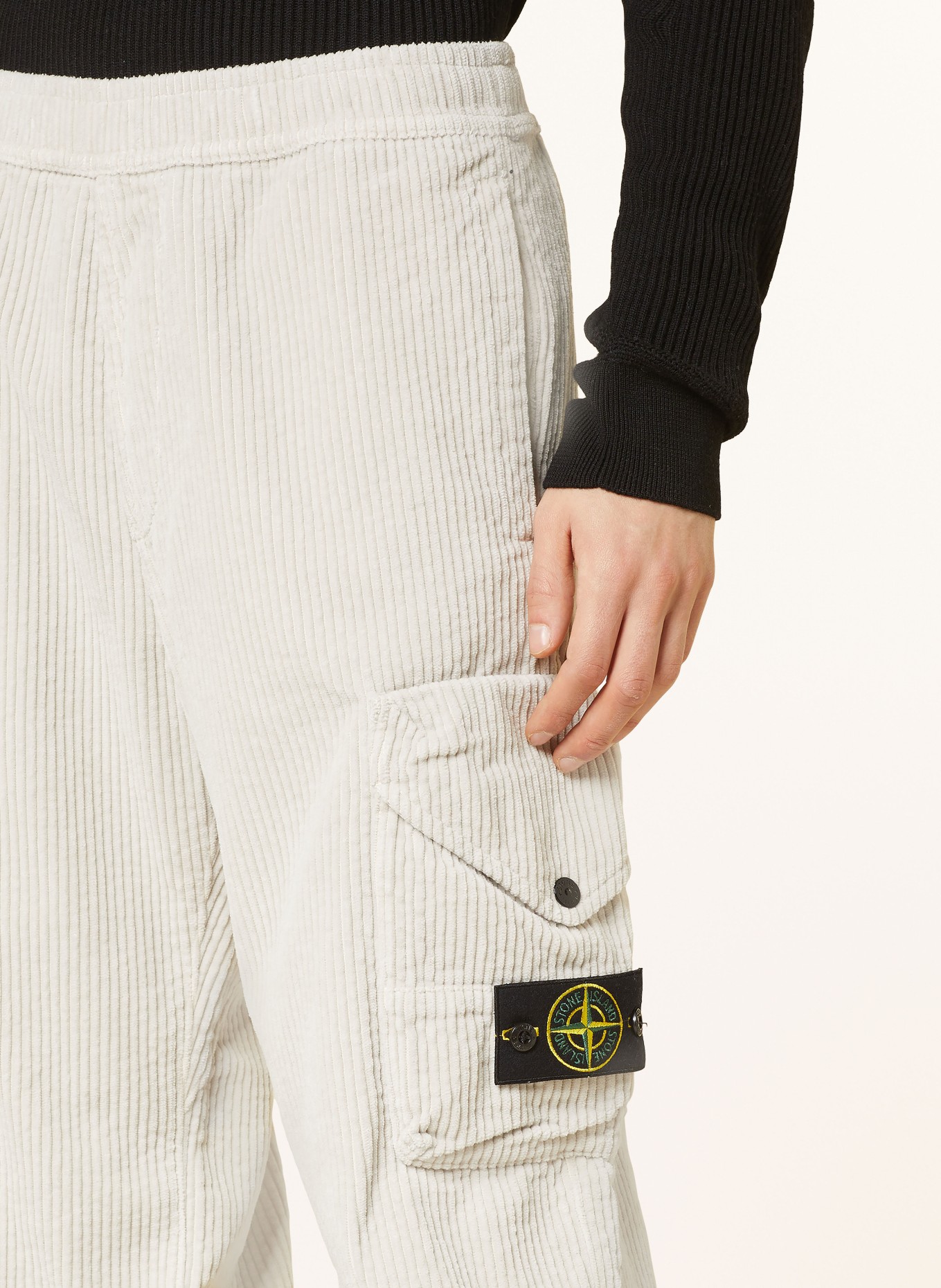 STONE ISLAND Cargo pants loose fit in corduroy, Color: CREAM (Image 5)