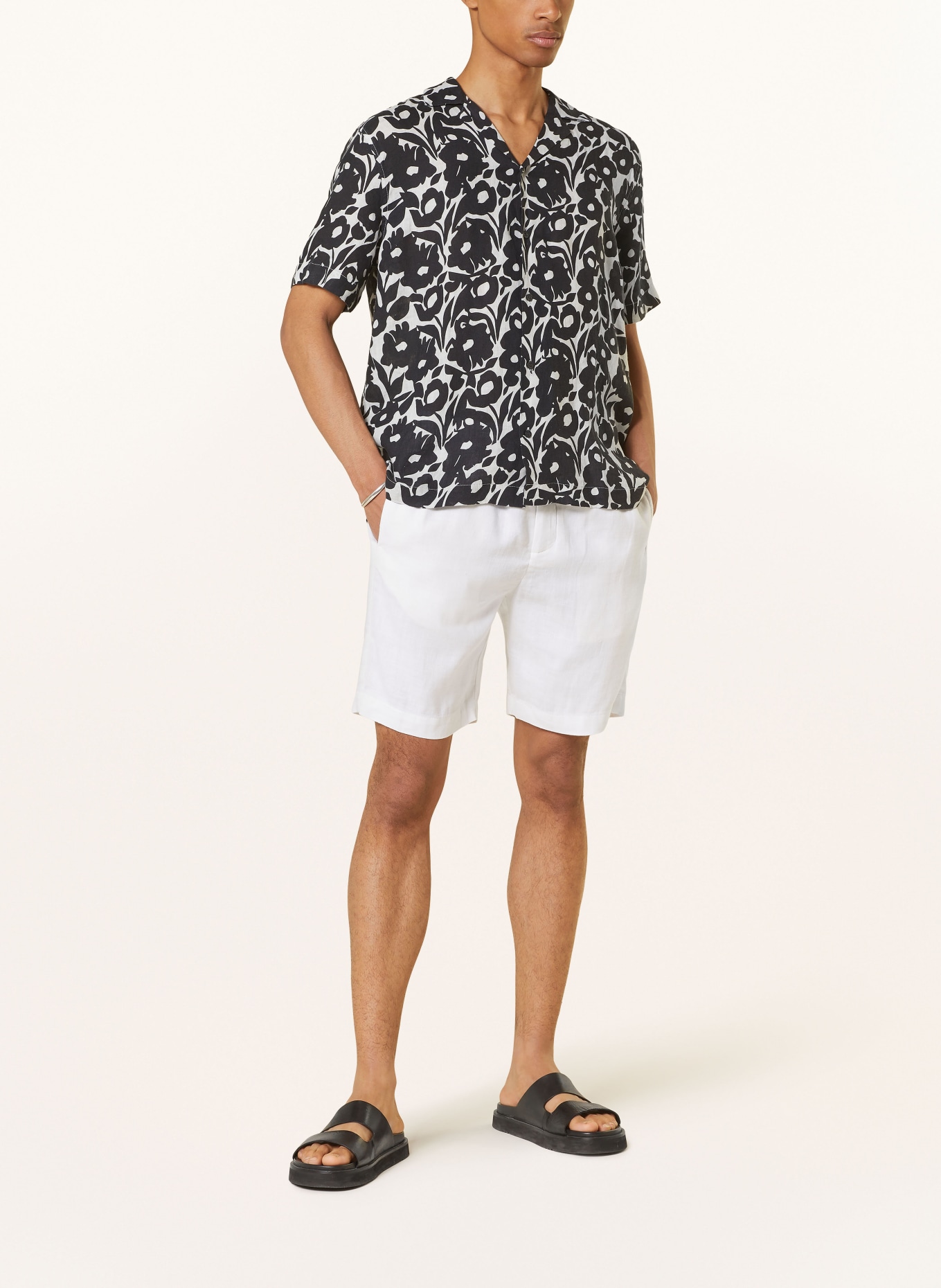 FRESCOBOL CARIOCA Shorts FELIPE with linen, Color: WHITE (Image 2)