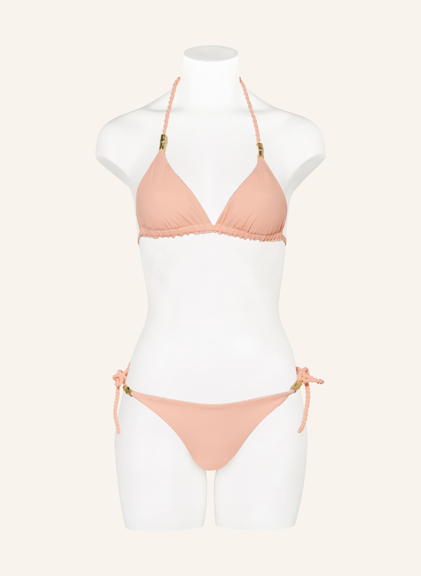 heidi klein Reversible triangle bikini bottoms MUSKMELON BAY, Color: WHITE/ SALMON/ PINK (Image 4)