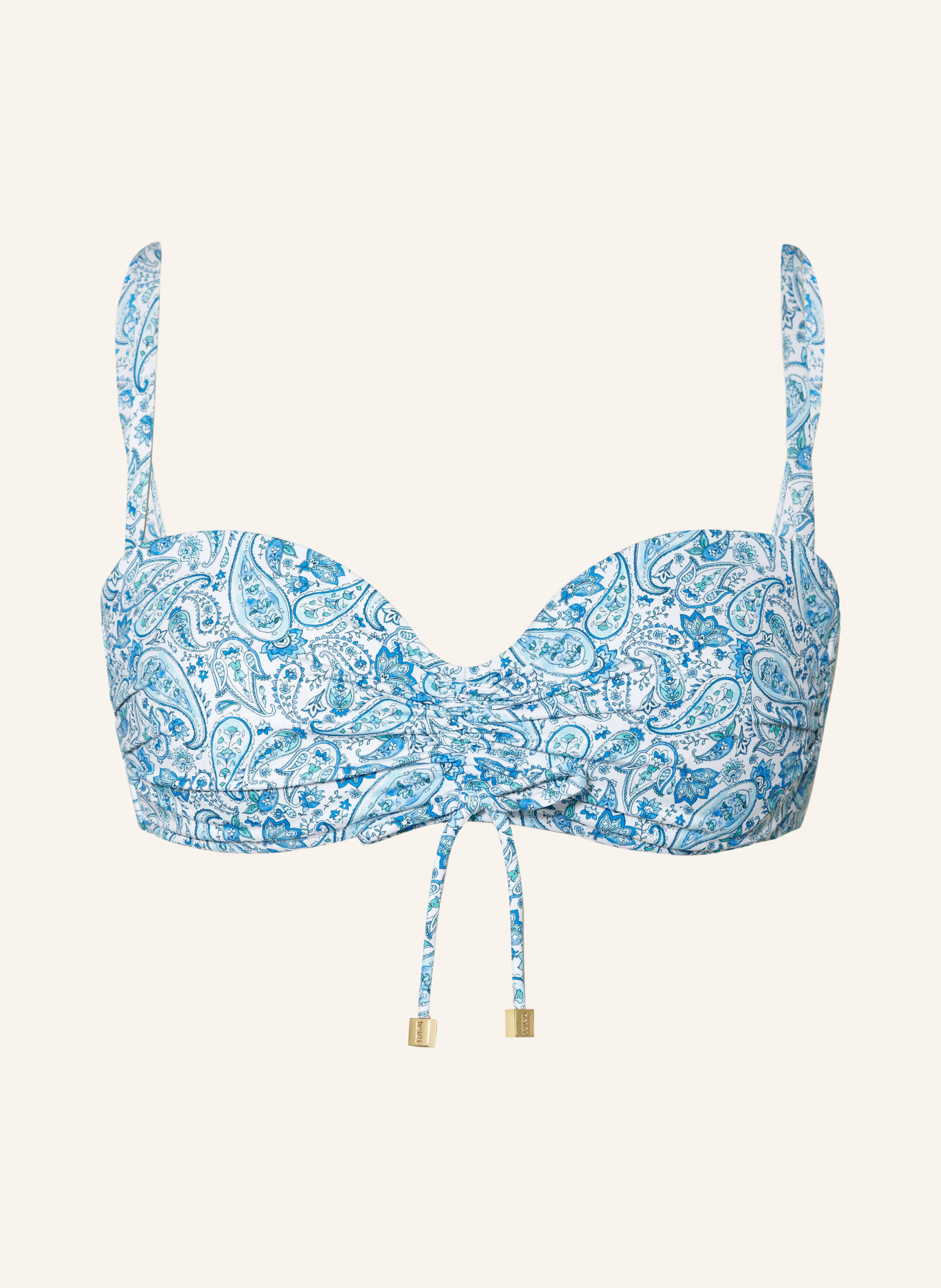 heidi klein Bandeau bikini top CAMPS BAY BEACH, Color: WHITE/ TURQUOISE/ BLUE (Image 1)
