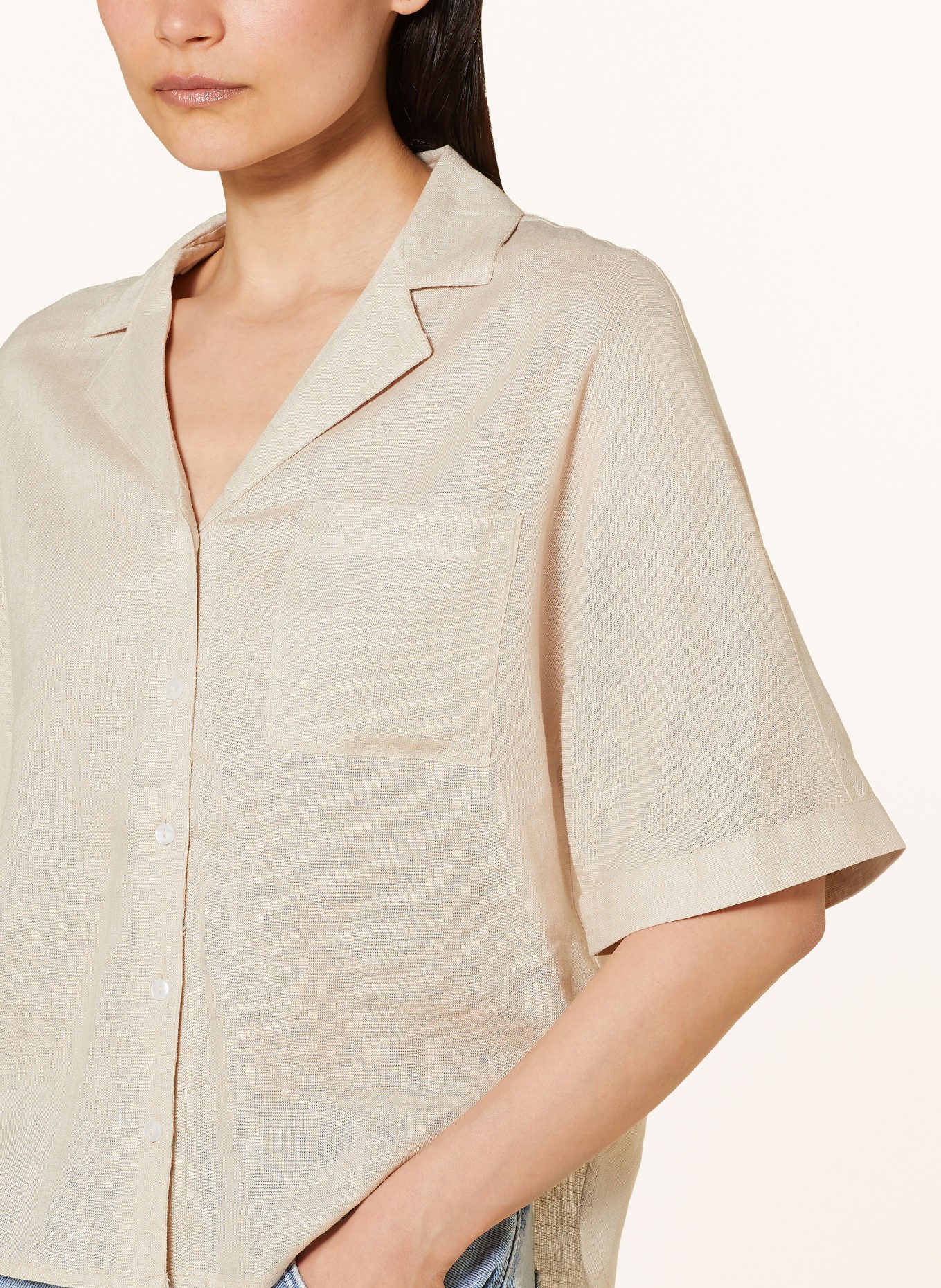 ONLY Blouse with linen, Color: BEIGE (Image 4)