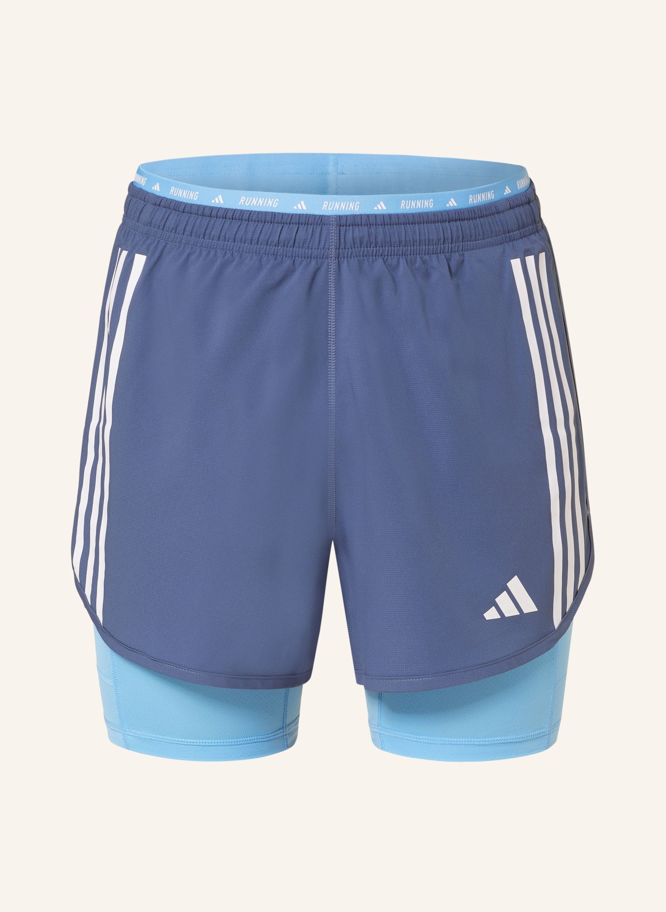 adidas 2-in-1 running shorts OWN THE RUN, Color: BLUE GRAY/ TURQUOISE (Image 1)
