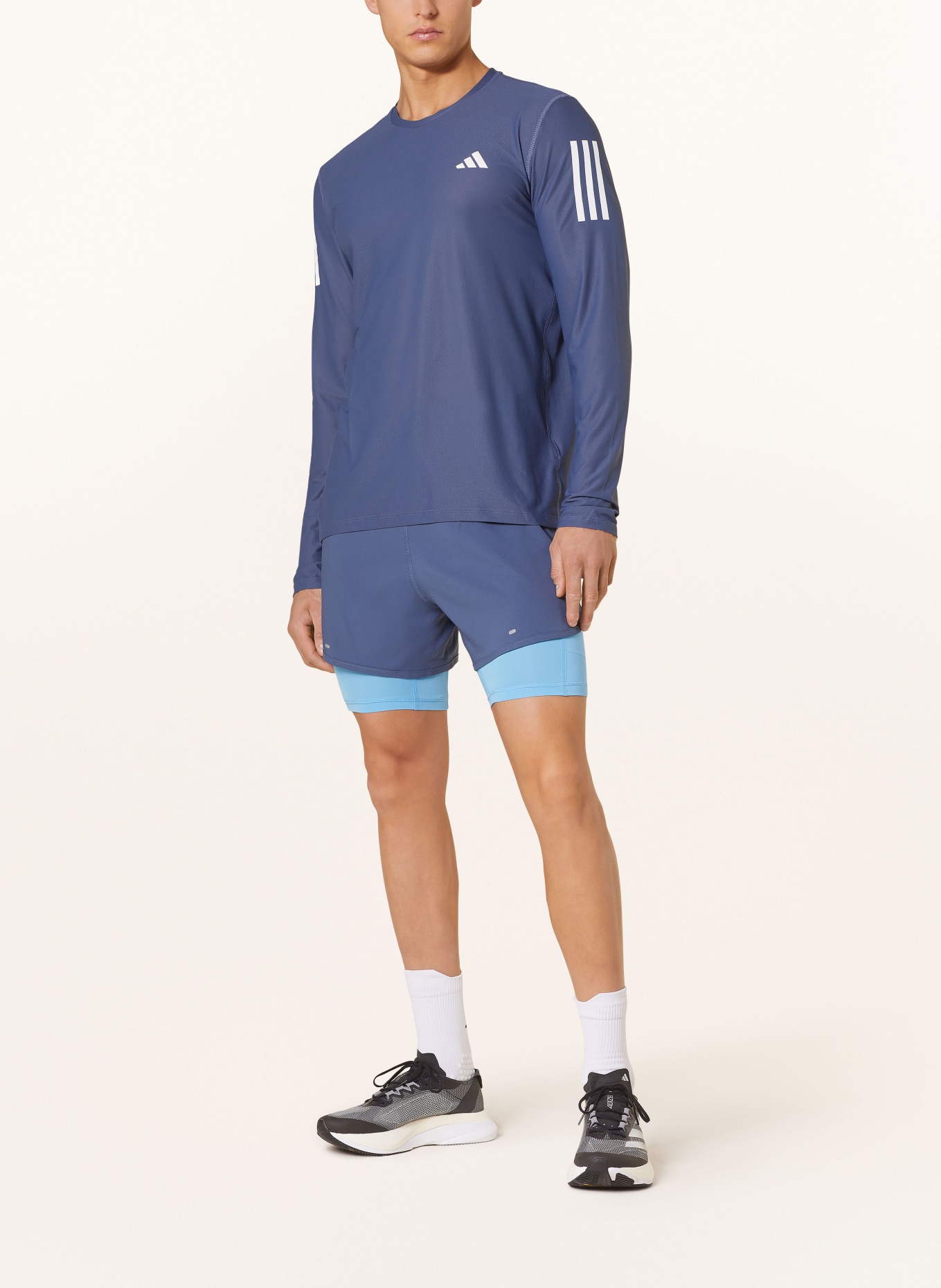 adidas 2-in-1 running shorts OWN THE RUN, Color: BLUE GRAY/ TURQUOISE (Image 2)