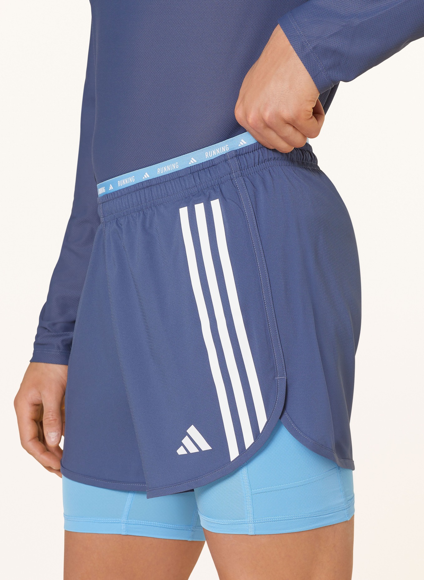 adidas 2-in-1 running shorts OWN THE RUN, Color: BLUE GRAY/ TURQUOISE (Image 5)