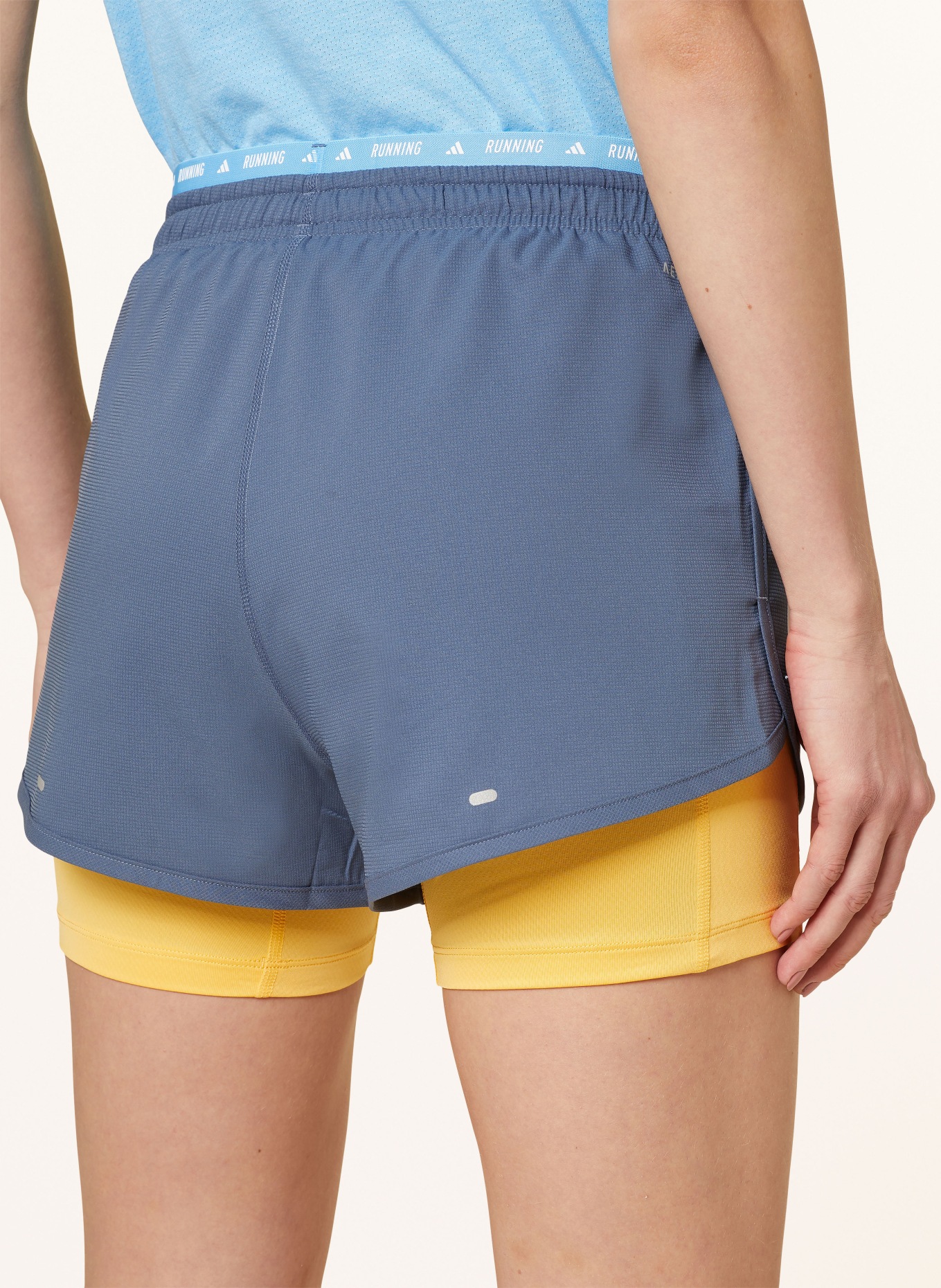 adidas 2-in-1 running shorts OWN THE RUN, Color: BLUE GRAY/ YELLOW (Image 6)