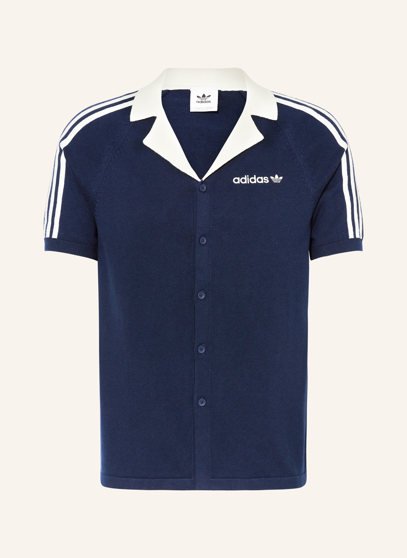 adidas Originals Knit shirt regular fit, Color: DARK BLUE/ ECRU (Image 1)