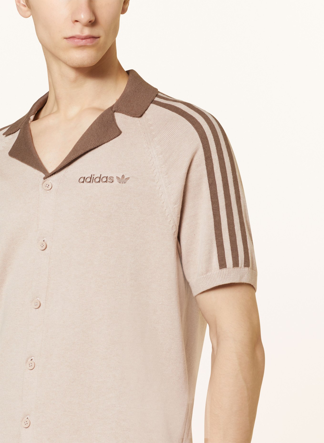 adidas Originals Knit shirt slim fit, Color: LIGHT BROWN (Image 4)