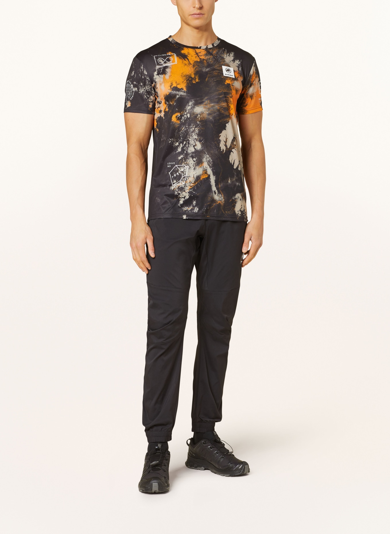 MAMMUT T-shirt MASSONE SPORT, Color: BLACK/ ORANGE/ BEIGE (Image 2)