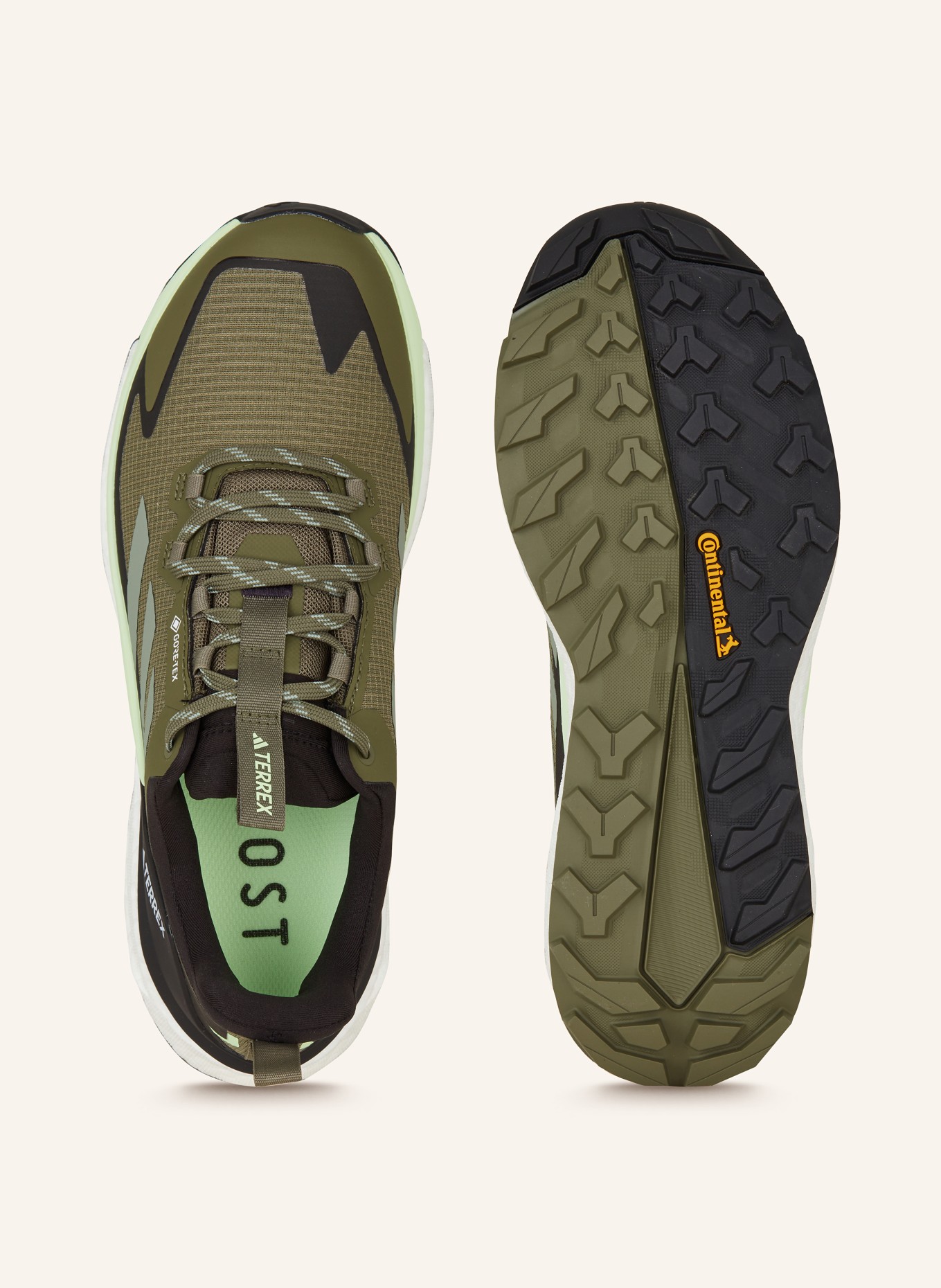 adidas TERREX Trekkingschuhe FREE HIKER 2.0 LOW GTX, Farbe: KHAKI/ SCHWARZ/ HELLGRÜN (Bild 5)
