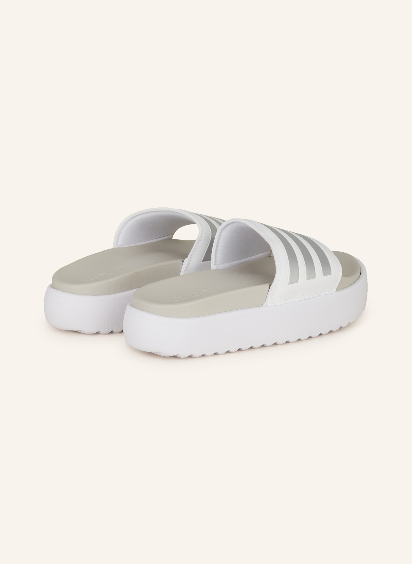 adidas Platform slides ADILETTE PLATFORM, Color: WHITE/ SILVER (Image 2)