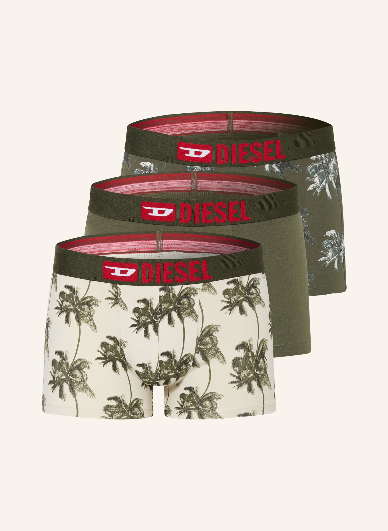 DIESEL 3-pack boxer shorts DAMIEN, Color: CREAM/ OLIVE (Image 1)
