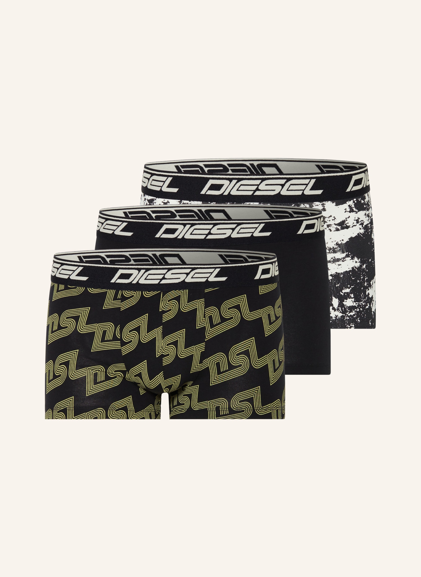DIESEL 3-pack boxer shorts DAMIEN, Color: BLACK/ WHITE/ YELLOW (Image 1)