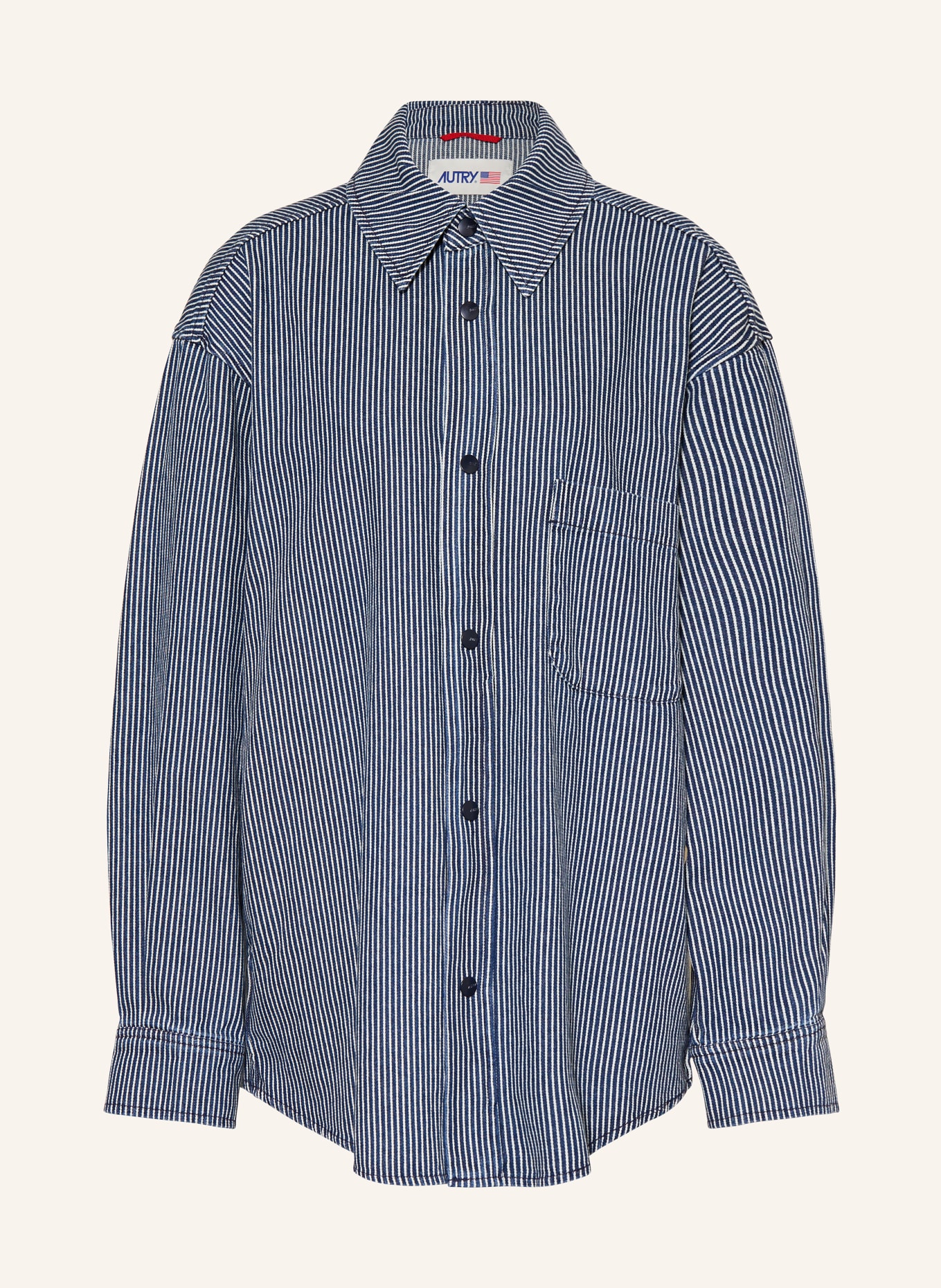 AUTRY Overshirt, Color: DARK BLUE/ WHITE (Image 1)