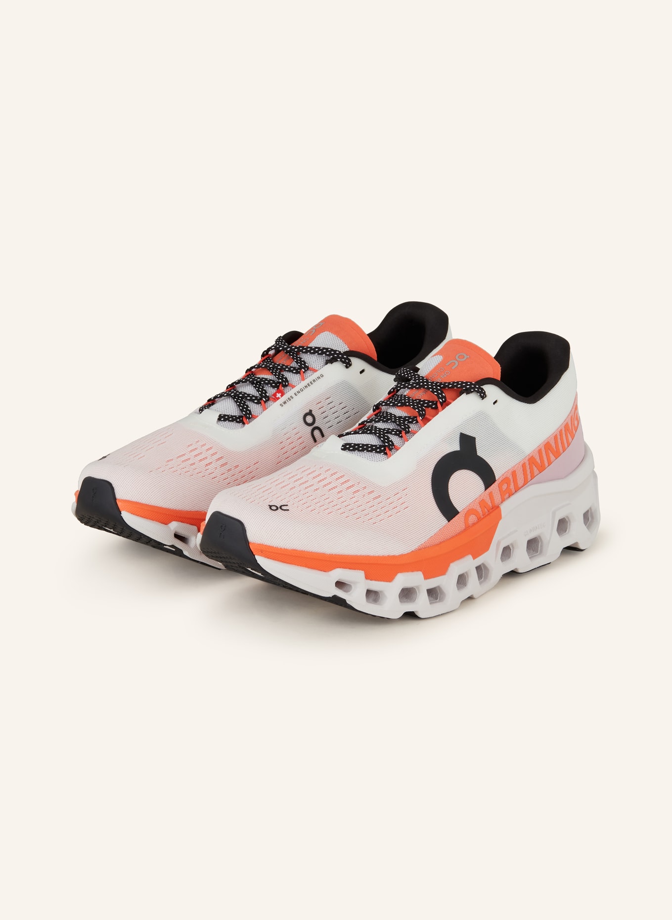 On Running shoes CLOUDMONSTER 2, Color: WHITE/ NEON ORANGE/ BLACK (Image 1)