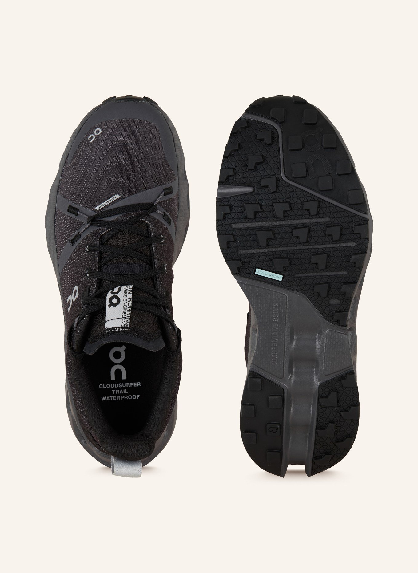 On Trailrunning-Schuhe CLOUDSURFER TRAIL WATERPROOF, Farbe: SCHWARZ/ GRAU (Bild 5)
