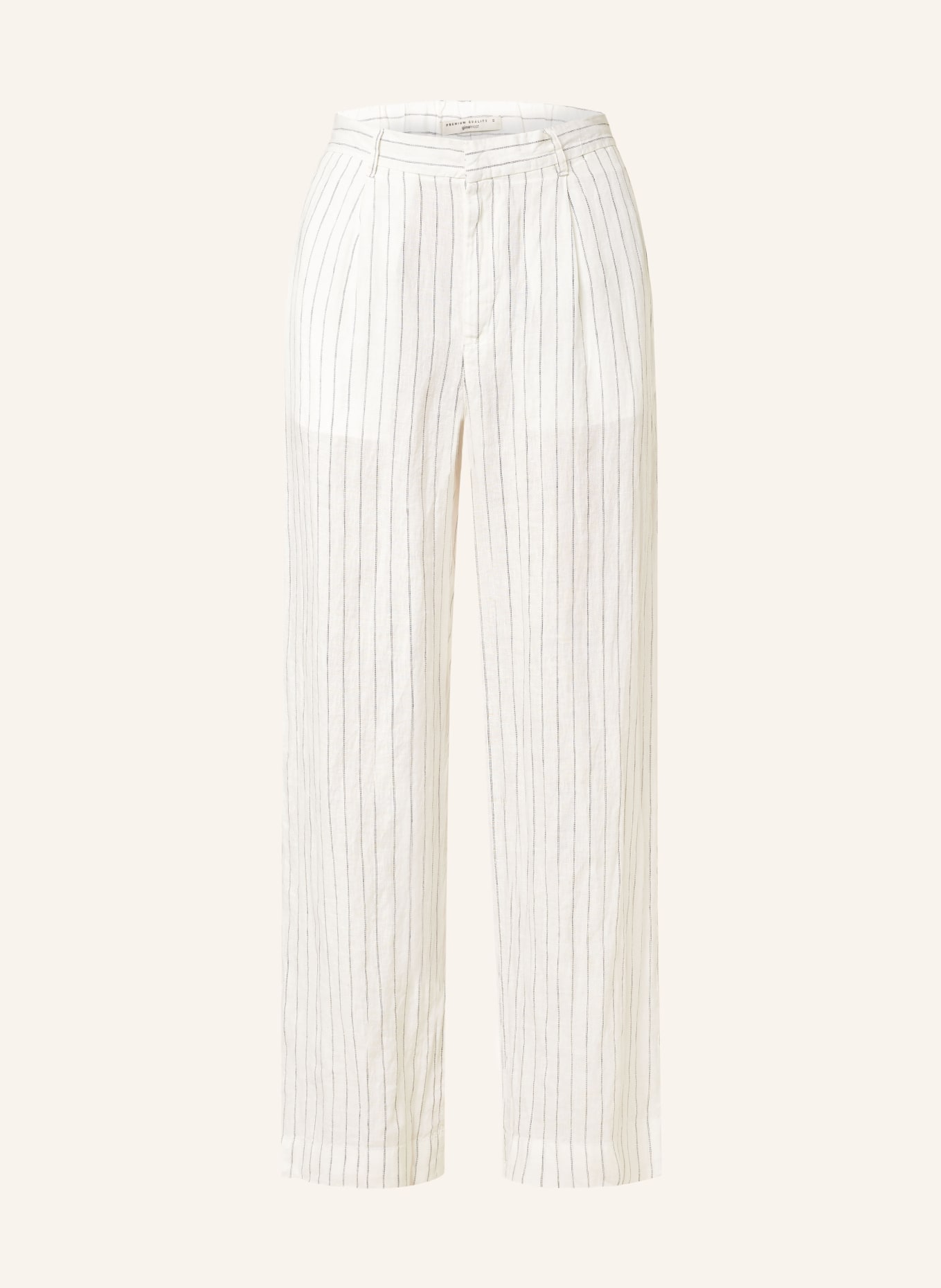 gina tricot Linen trousers, Color: ECRU/ BLACK (Image 1)