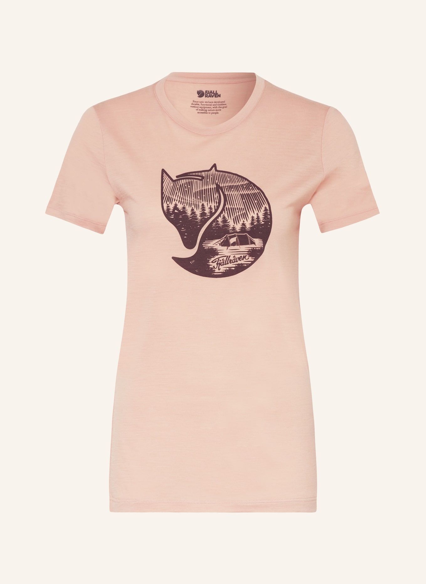 FJÄLLRÄVEN T-shirt ABISKO WOOL FOX with merino wool, Color: ROSE (Image 1)