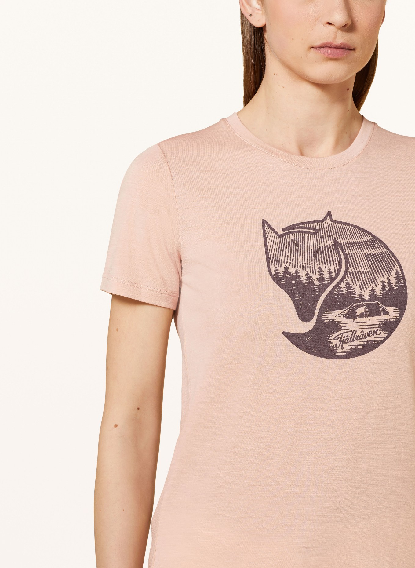FJÄLLRÄVEN T-shirt ABISKO WOOL FOX mit wełną merino, Kolor: BLADORÓŻOWY (Obrazek 4)