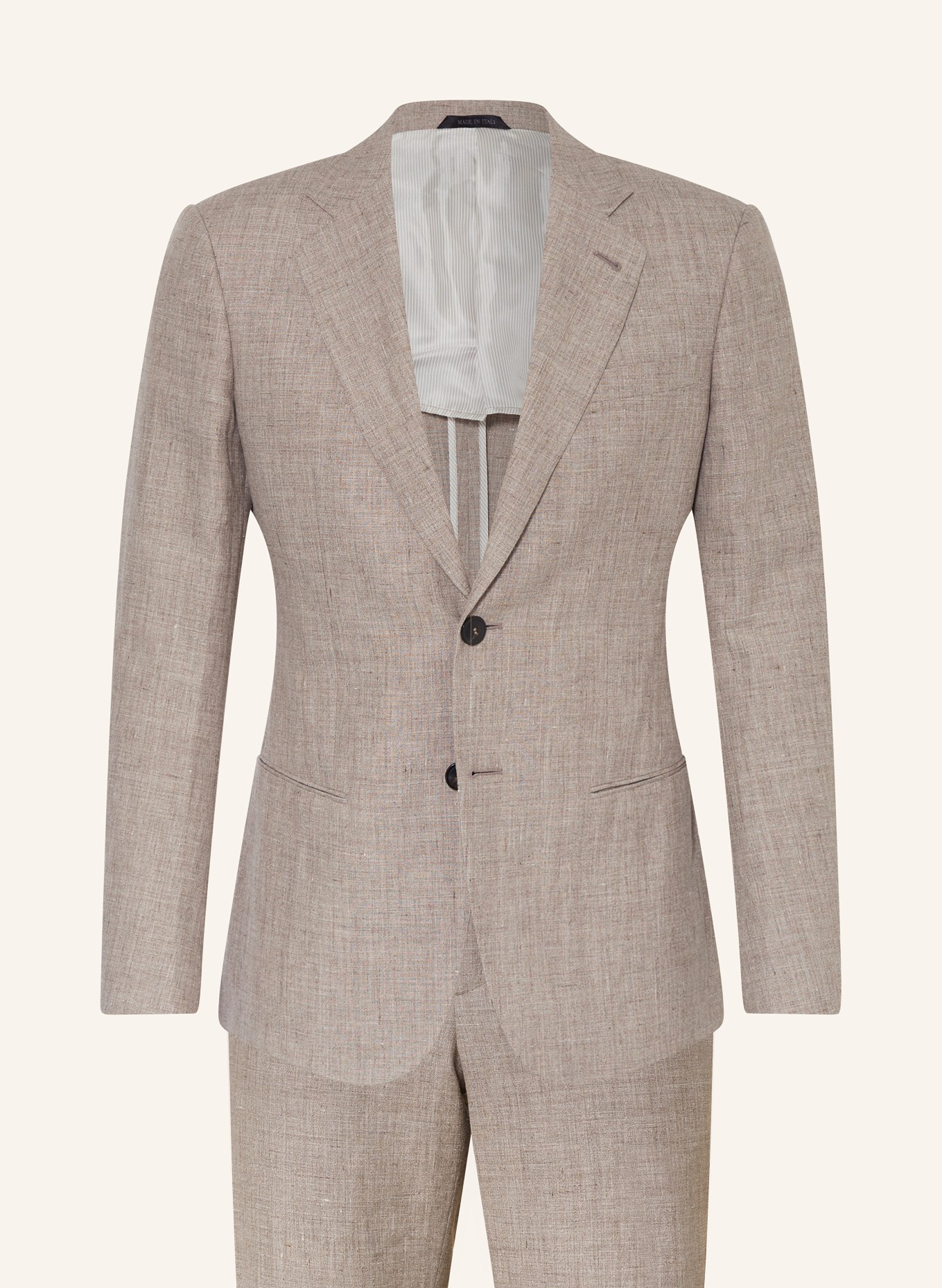 GIORGIO ARMANI Anzug SOHO Extra Slim Fit mit Leinen, Farbe: TAUPE (Bild 1)
