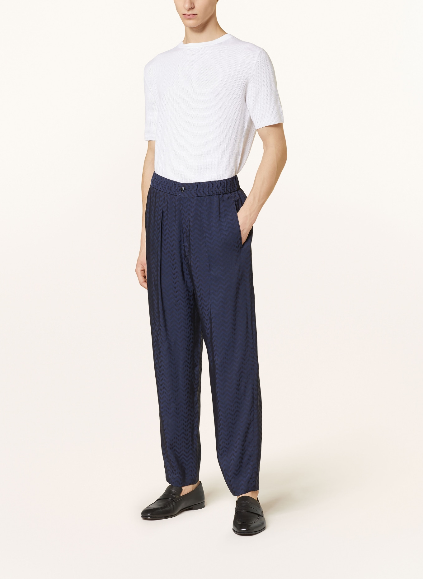 GIORGIO ARMANI Spodnie z żakardu regular fit, Kolor: FBS7 Navy Blazer (Obrazek 3)