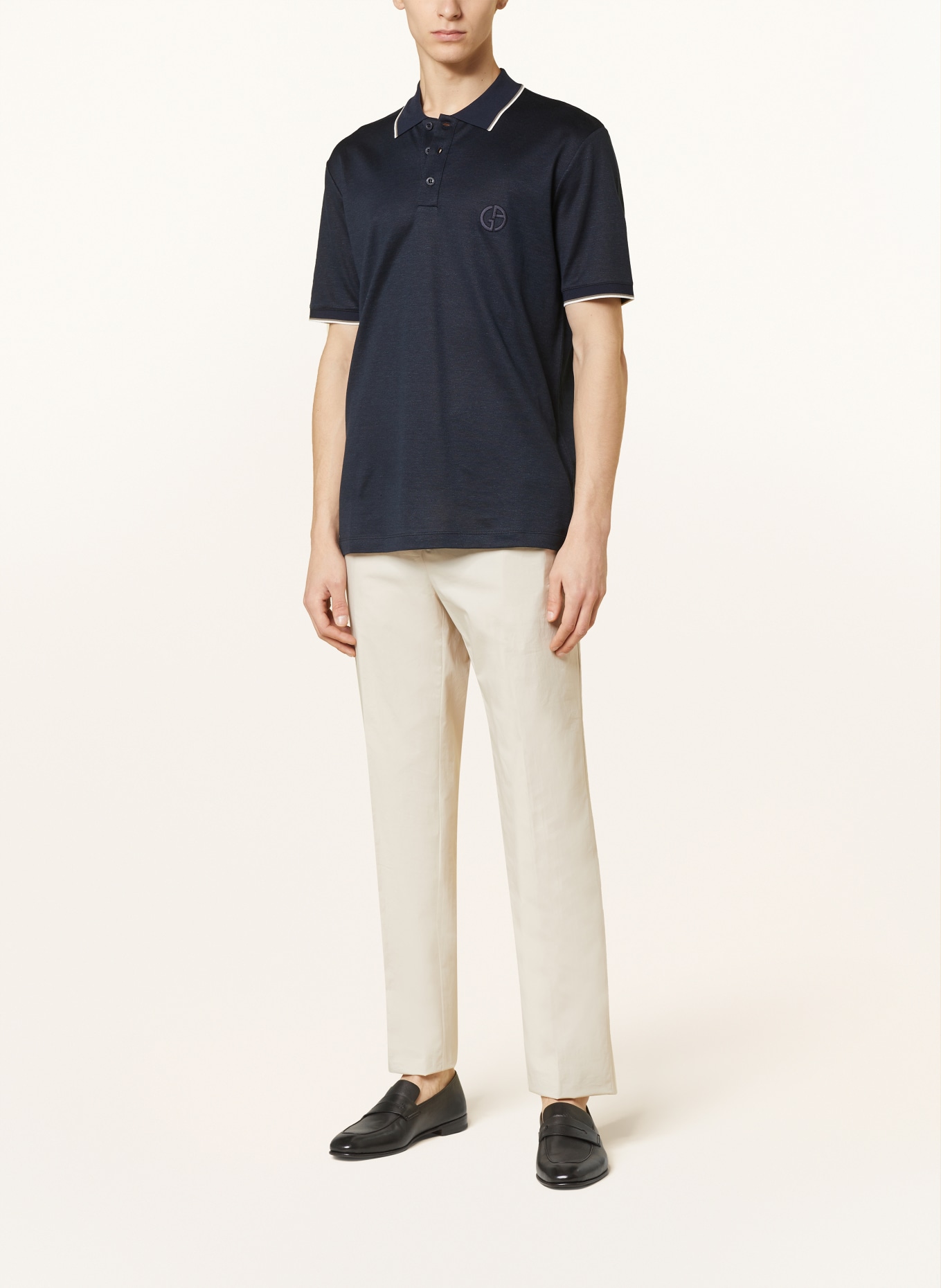 GIORGIO ARMANI Knitted polo shirt with silk and linen, Color: DARK BLUE (Image 2)