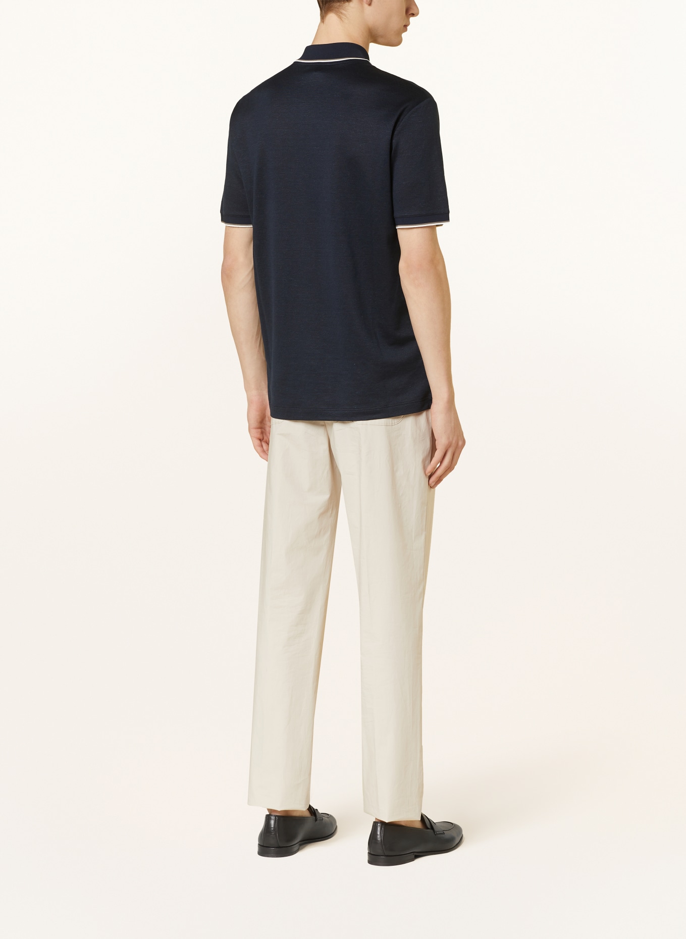 GIORGIO ARMANI Knitted polo shirt with silk and linen, Color: DARK BLUE (Image 3)