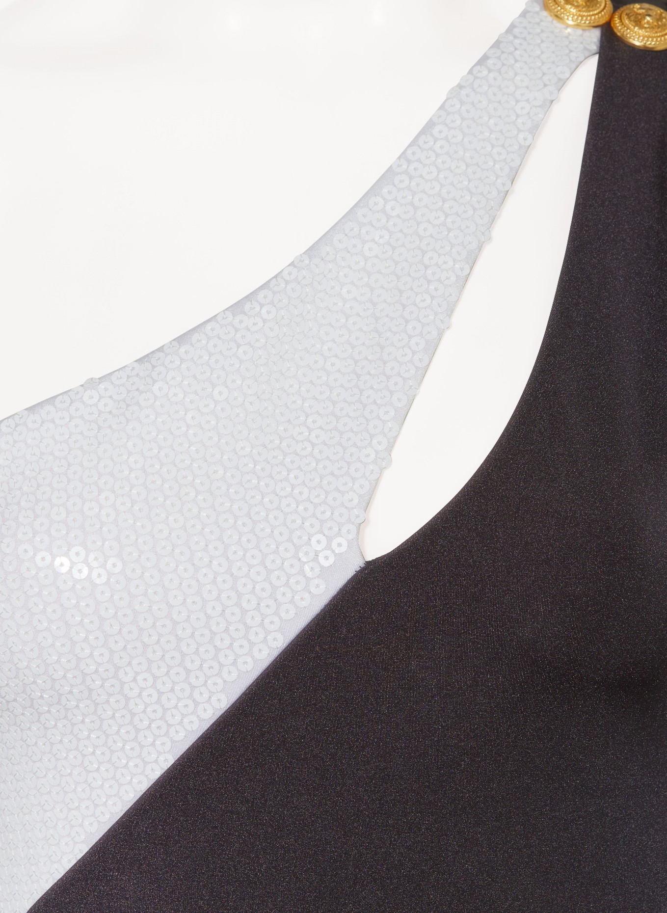 BALMAIN One-Shoulder-Badeanzug mit Pailletten, Farbe: WEISS/ SCHWARZ (Bild 4)