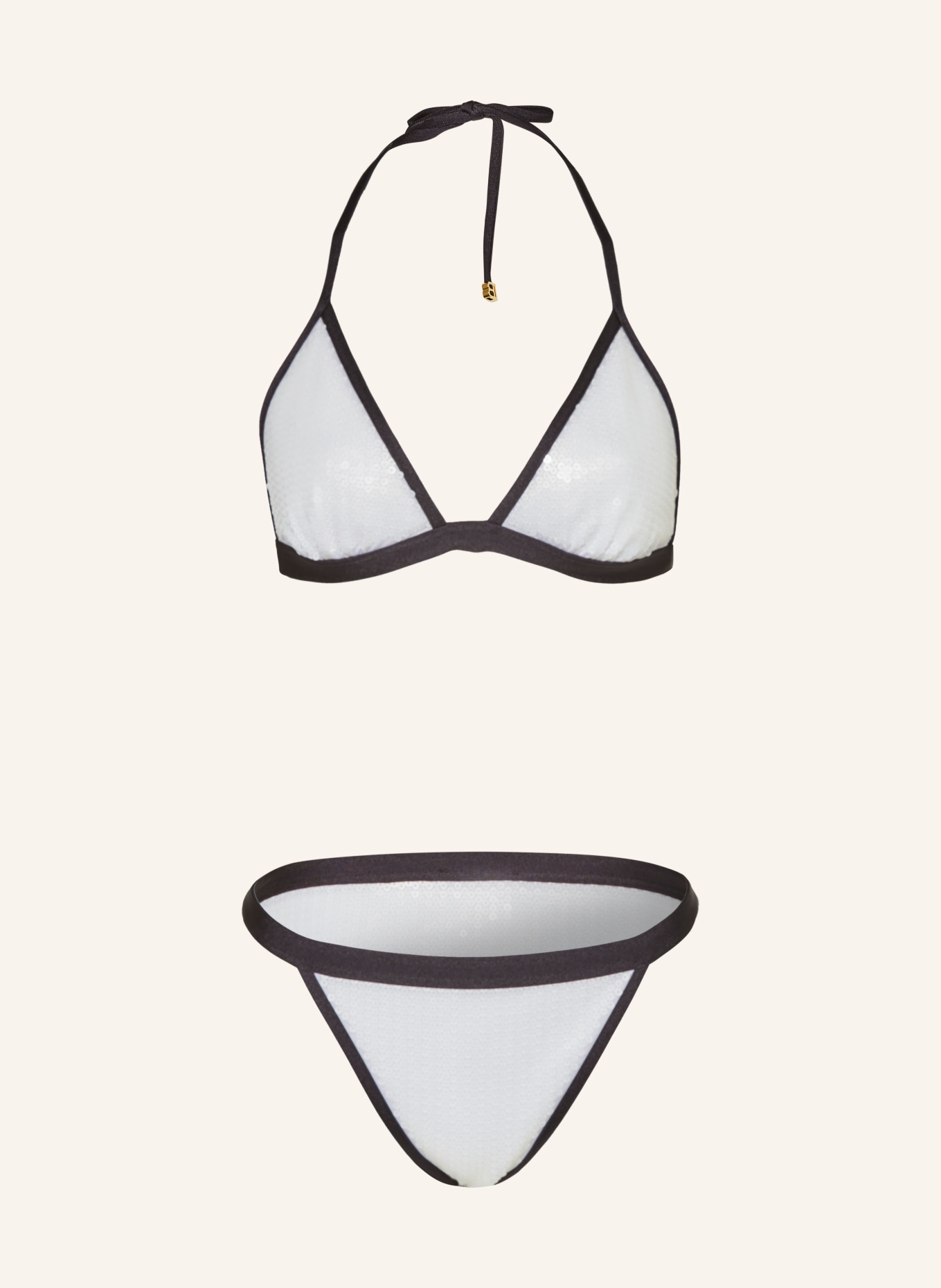 BALMAIN Triangel-Bikini mit Pailletten, Farbe: WEISS/ SCHWARZ (Bild 1)