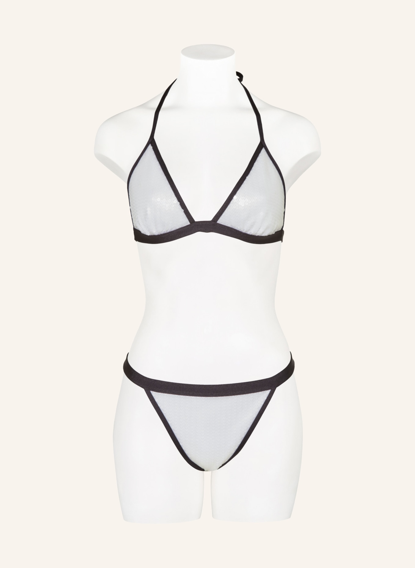 BALMAIN Triangel-Bikini mit Pailletten, Farbe: WEISS/ SCHWARZ (Bild 2)