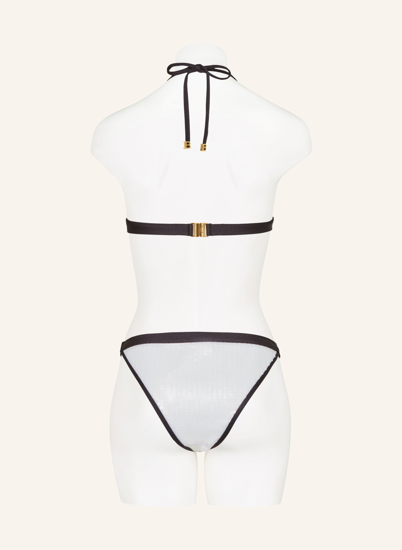 BALMAIN Triangel-Bikini mit Pailletten, Farbe: WEISS/ SCHWARZ (Bild 3)