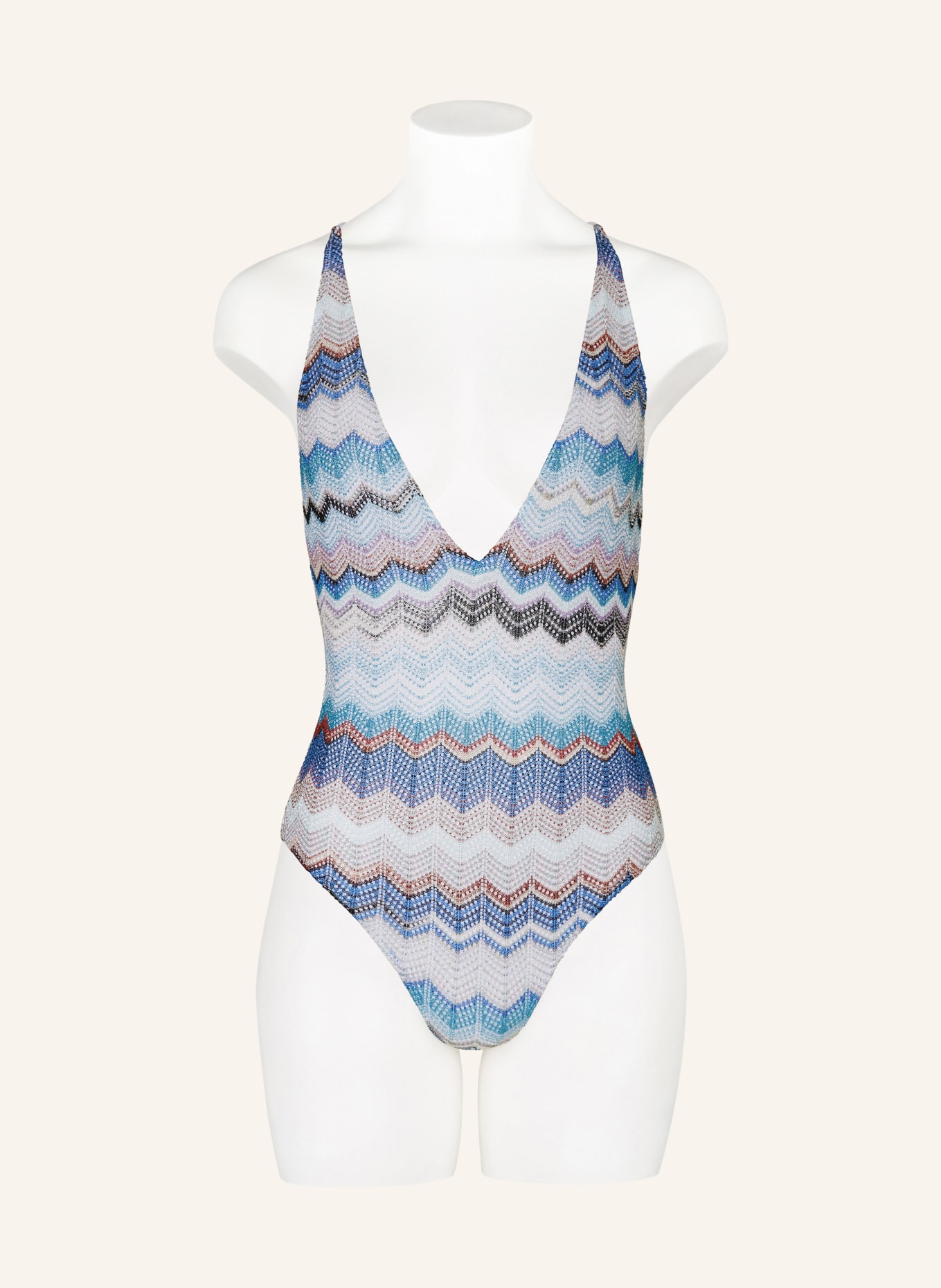MISSONI Swimsuit with glitter thread, Color: BLUE/ WHITE/ BROWN (Image 2)