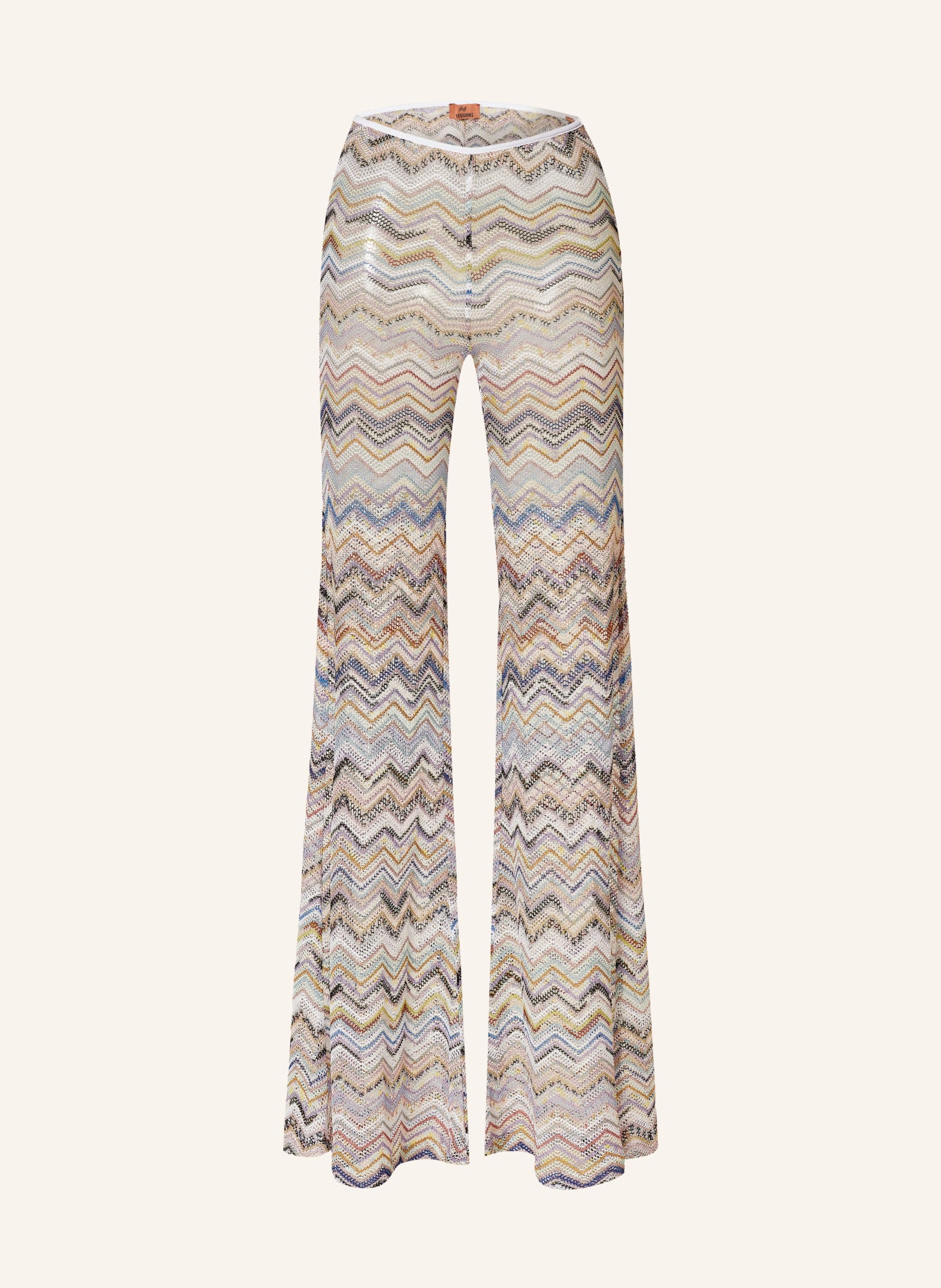 MISSONI Knit trousers with glitter thread, Color: LIGHT BLUE/ LIGHT PINK/ TURQUOISE (Image 1)