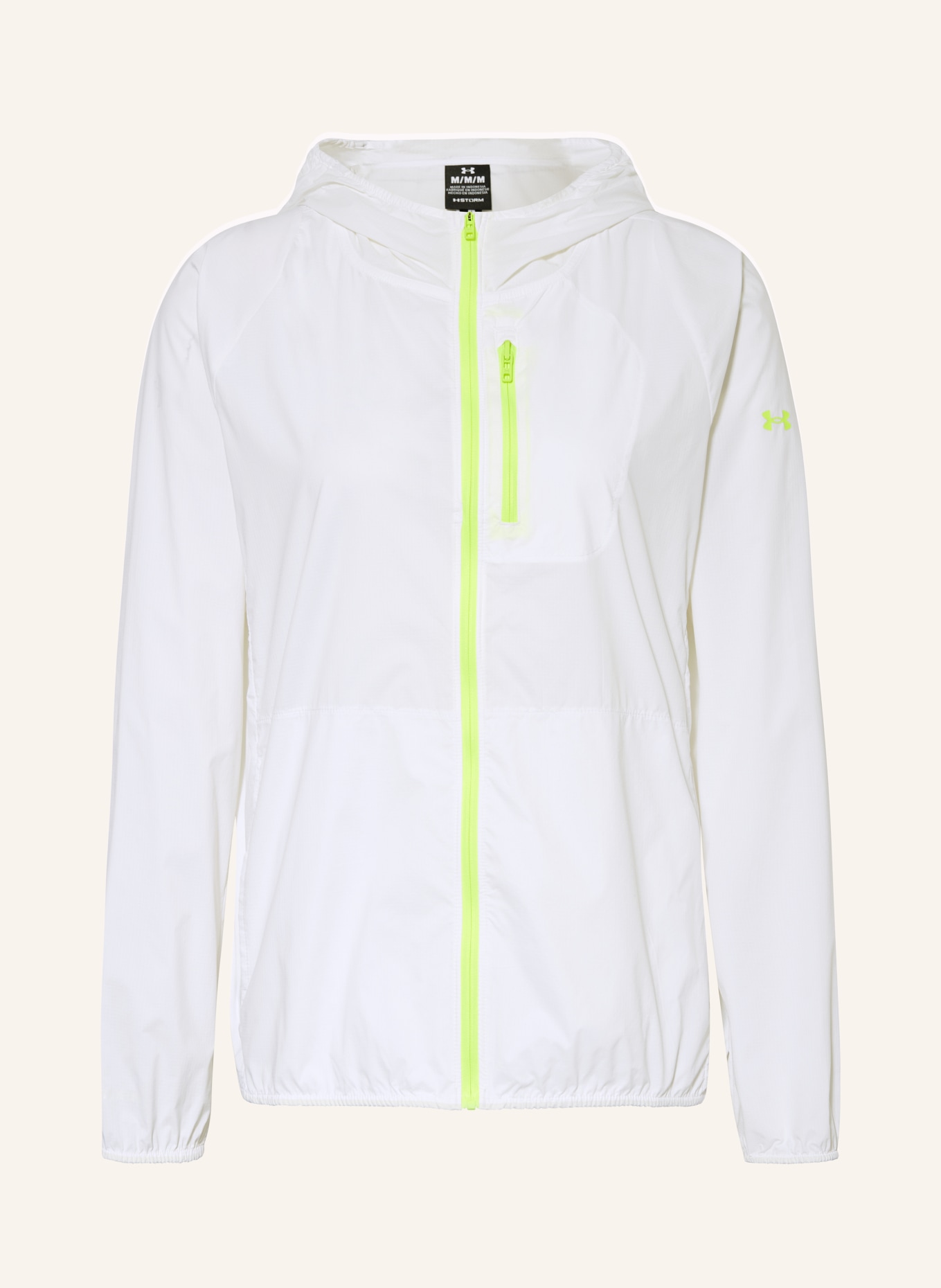 UNDER ARMOUR Running jacket PHANTOM, Color: WHITE/ NEON GREEN (Image 1)