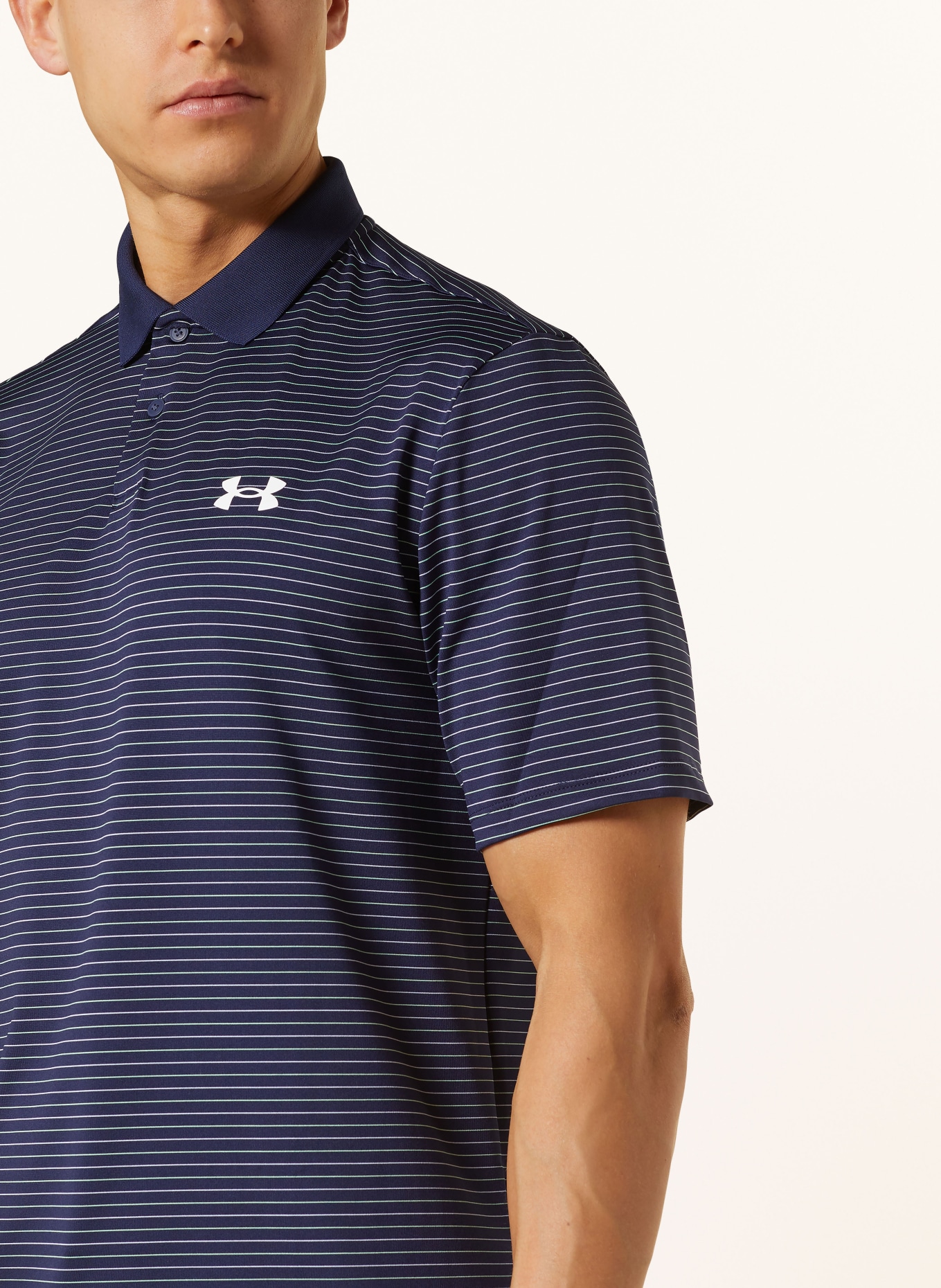 UNDER ARMOUR Performance polo shirt PERFORMANCE 3.0, Color: DARK BLUE/ LIGHT GREEN (Image 4)
