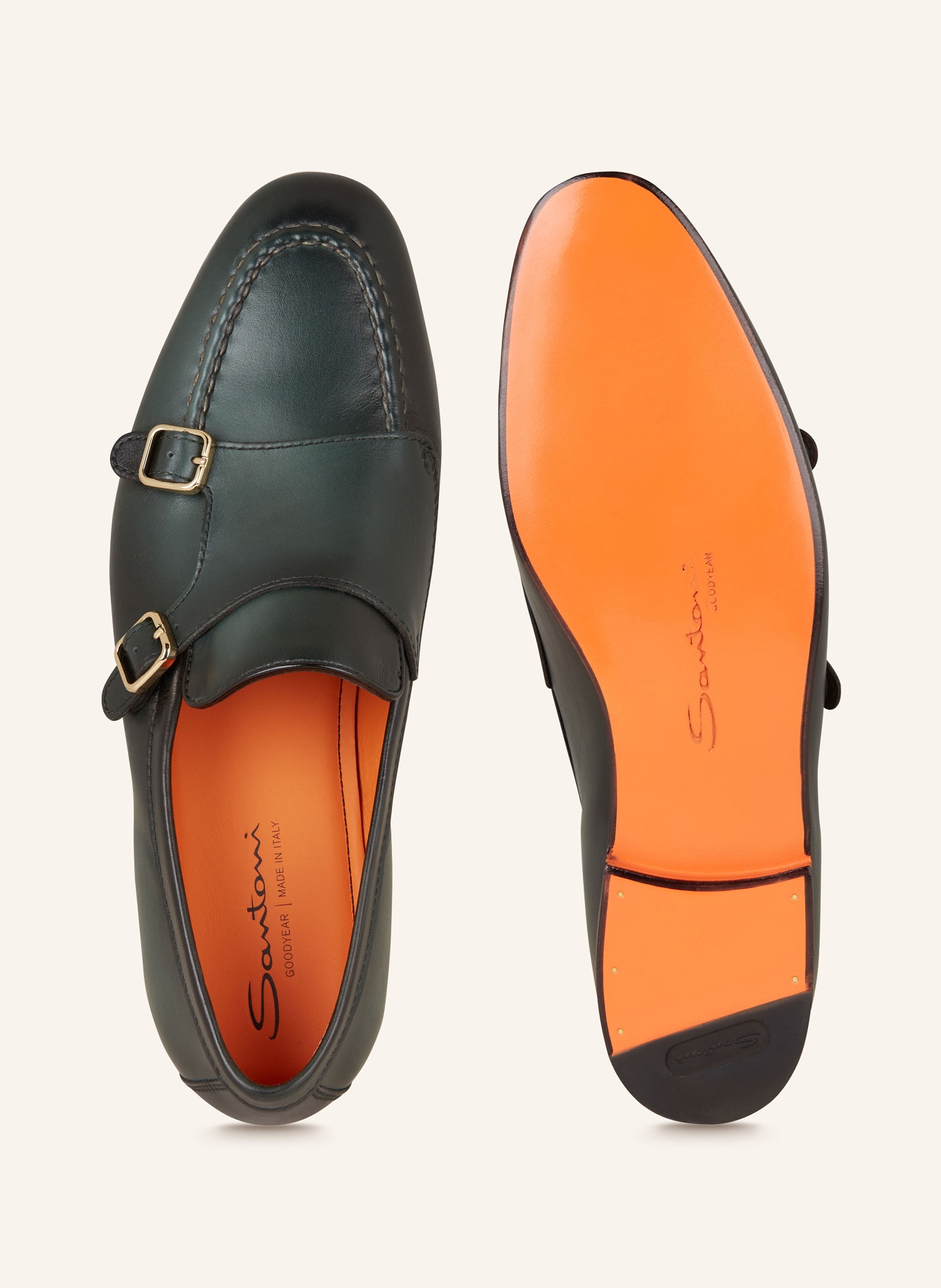 Santoni Double monks DONG, Color: DARK GREEN (Image 5)