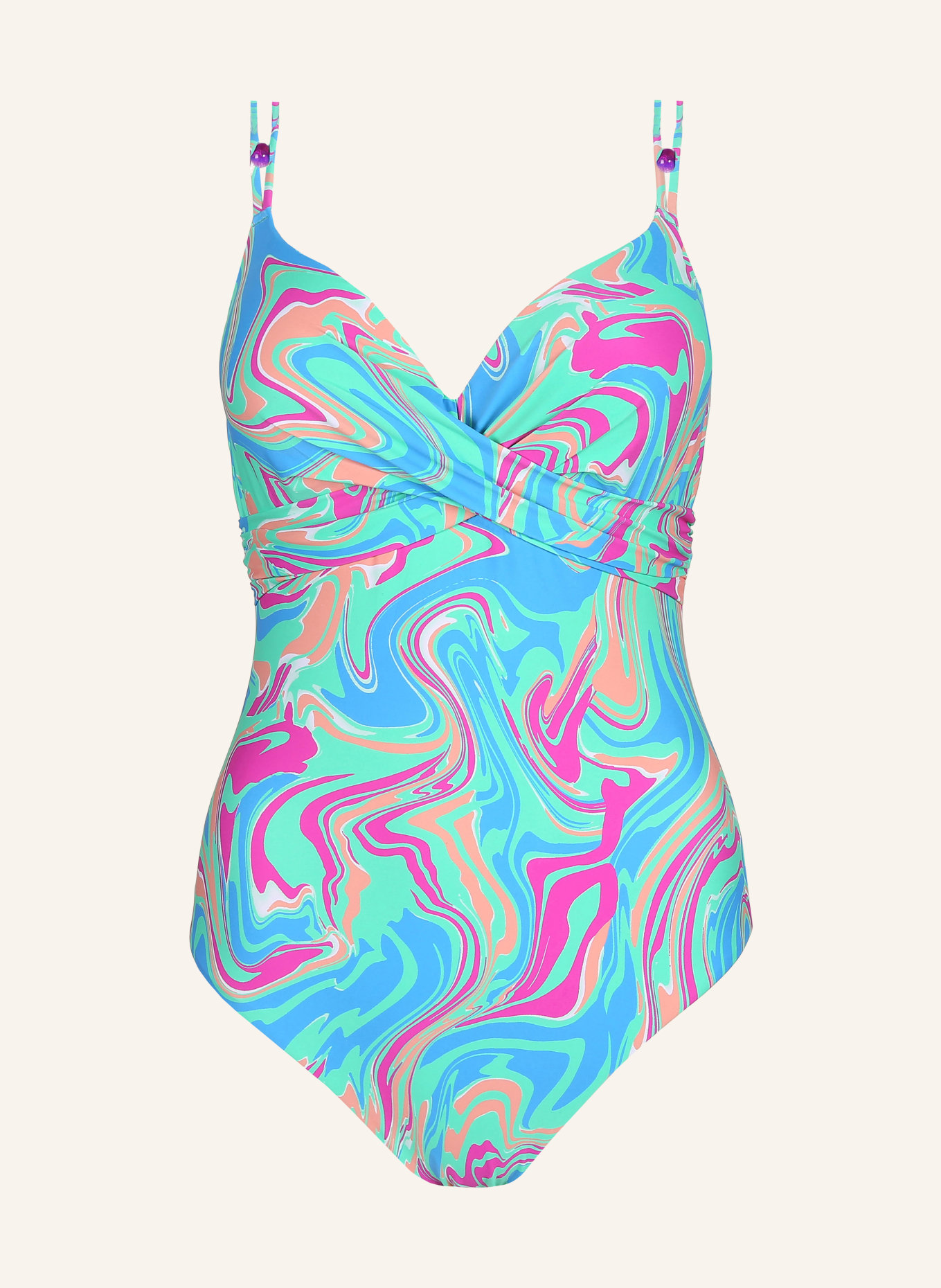MARIE JO Bügel-Badeanzug ARUBANI, Farbe: MINT/ BLAU/ NEONPINK (Bild 1)
