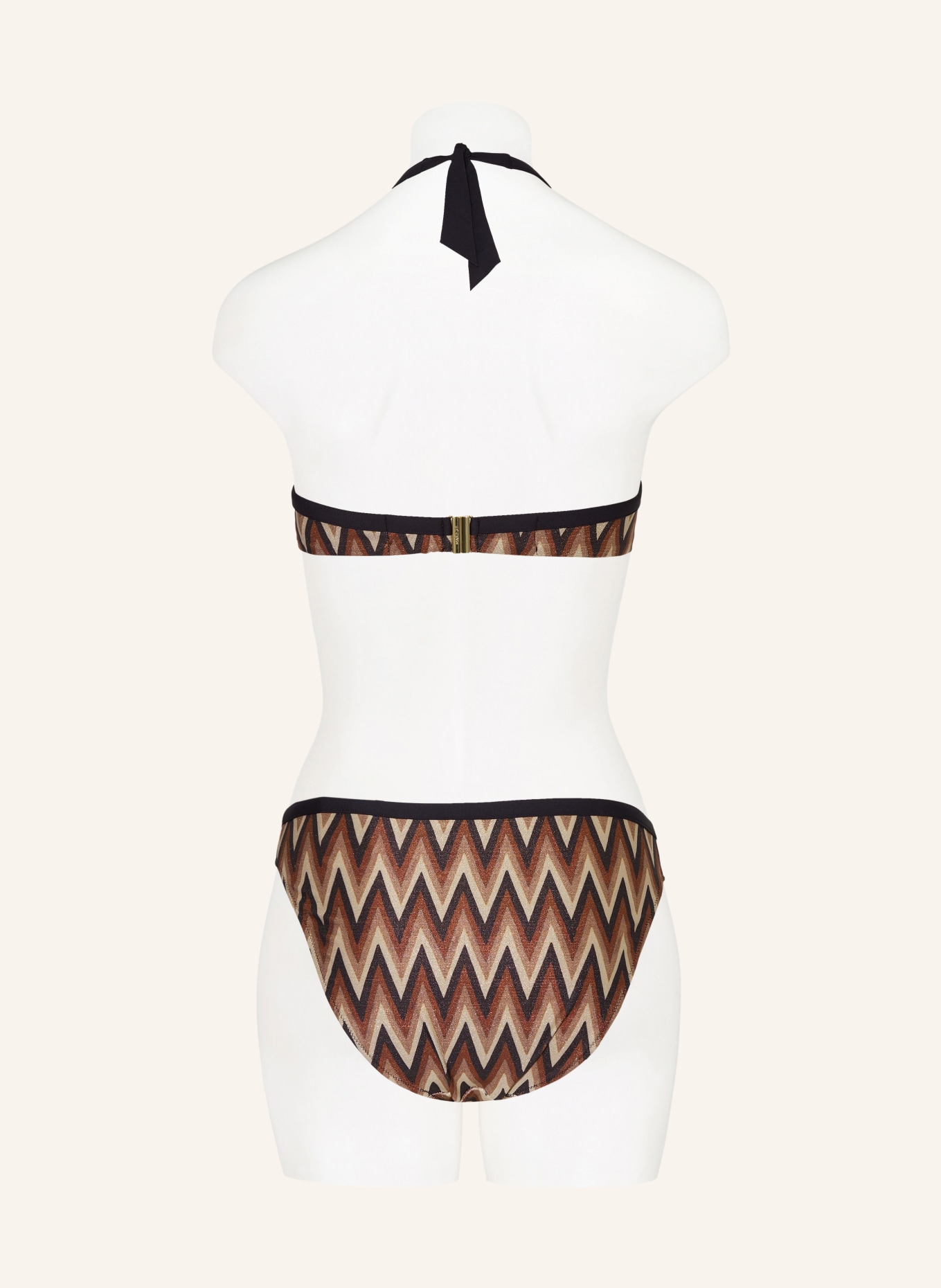MARIE JO Triangle bikini top SU ANA with glitter thread, Color: BROWN/ BLACK/ LIGHT BROWN (Image 3)