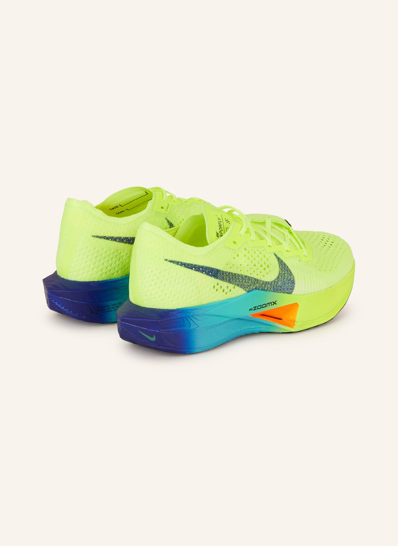 Nike Laufschuhe VAPORFLY 3, Farbe: NEONGELB/ BLAU (Bild 2)