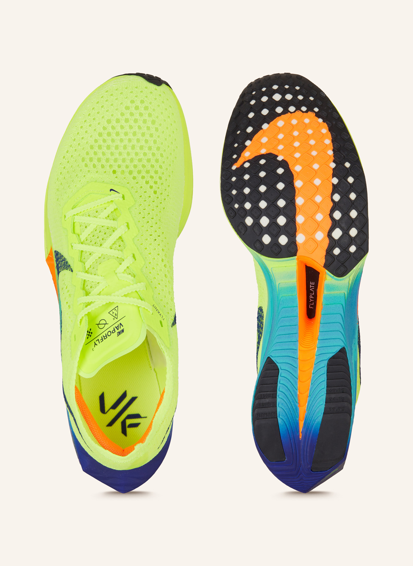 Nike Laufschuhe VAPORFLY 3, Farbe: NEONGELB/ BLAU (Bild 5)