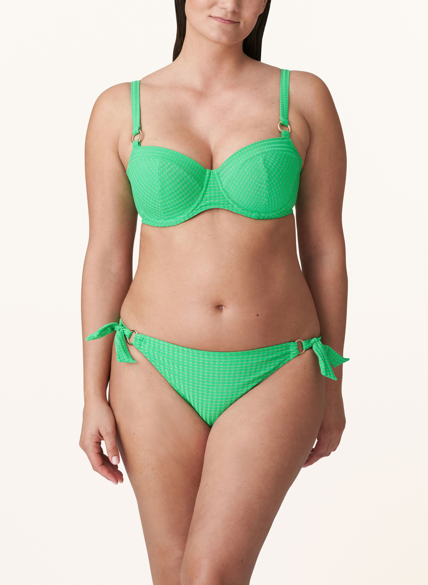 PrimaDonna Triangle bikini bottoms MARINGA with glitter thread, Color: GREEN/ GOLD (Image 2)
