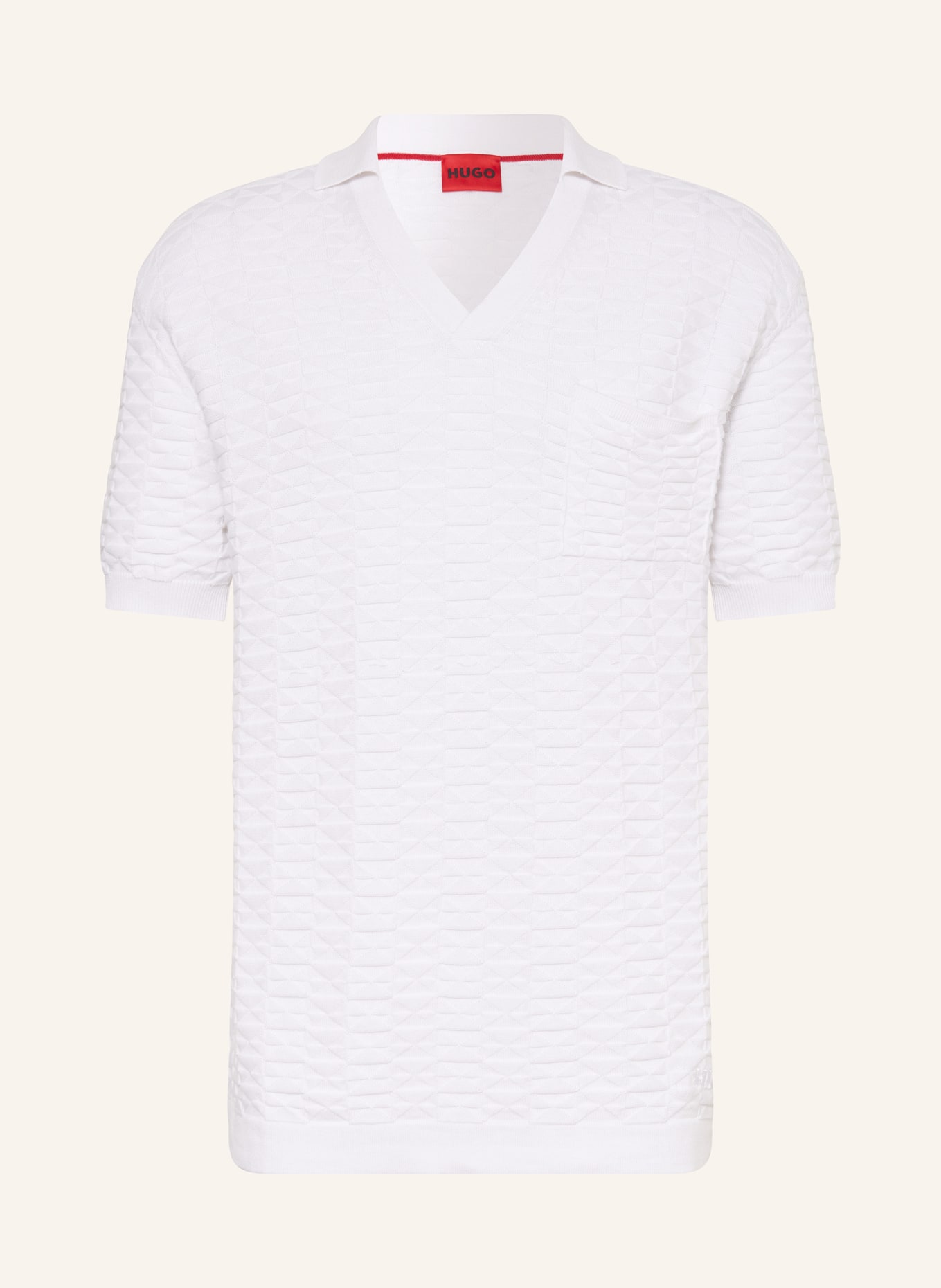 HUGO Knitted polo shirt SPATO, Color: WHITE (Image 1)