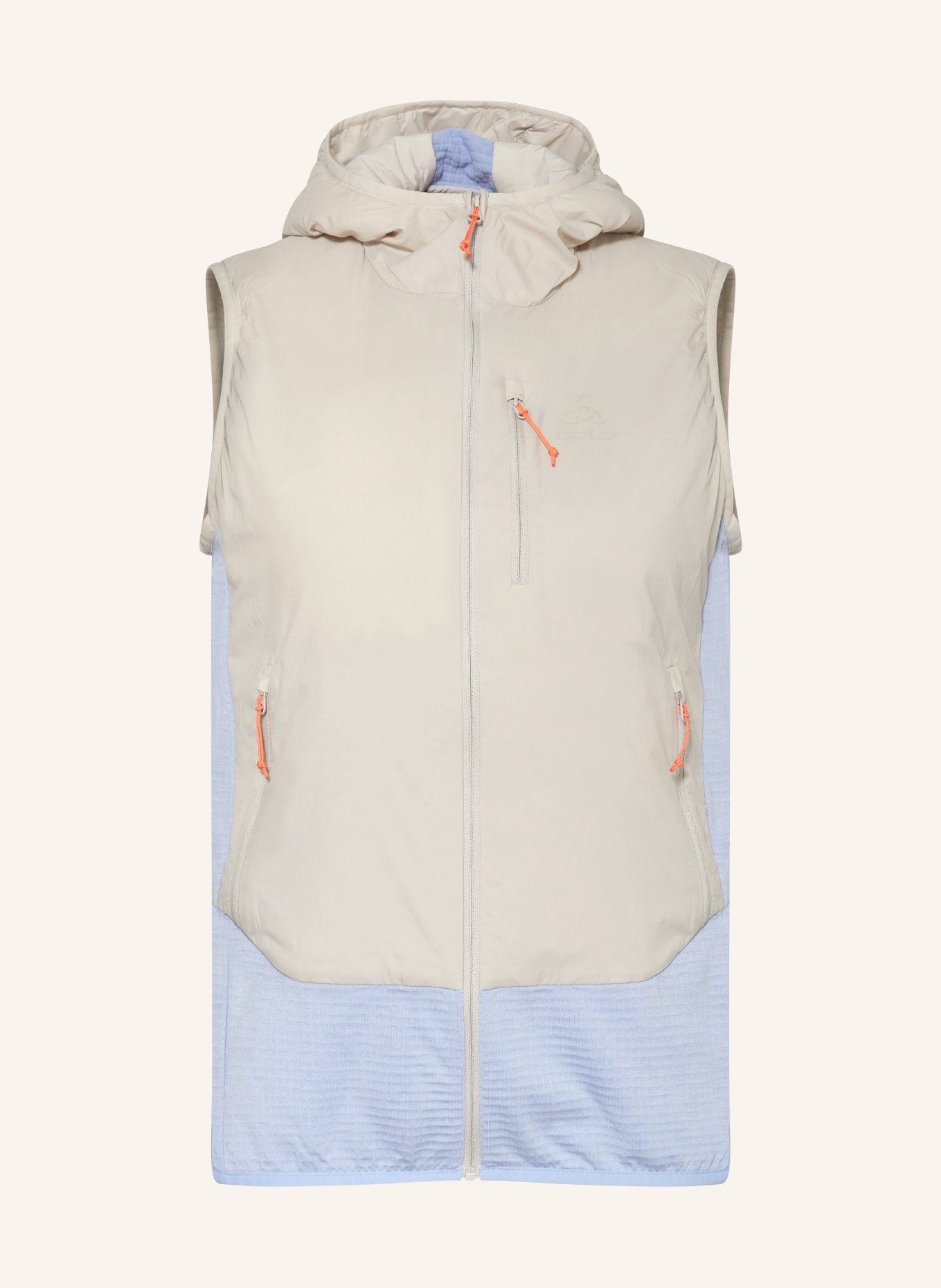 odlo Hybrid quilted vest ASCENT with merino wool, Color: CREAM/ LIGHT BLUE (Image 1)