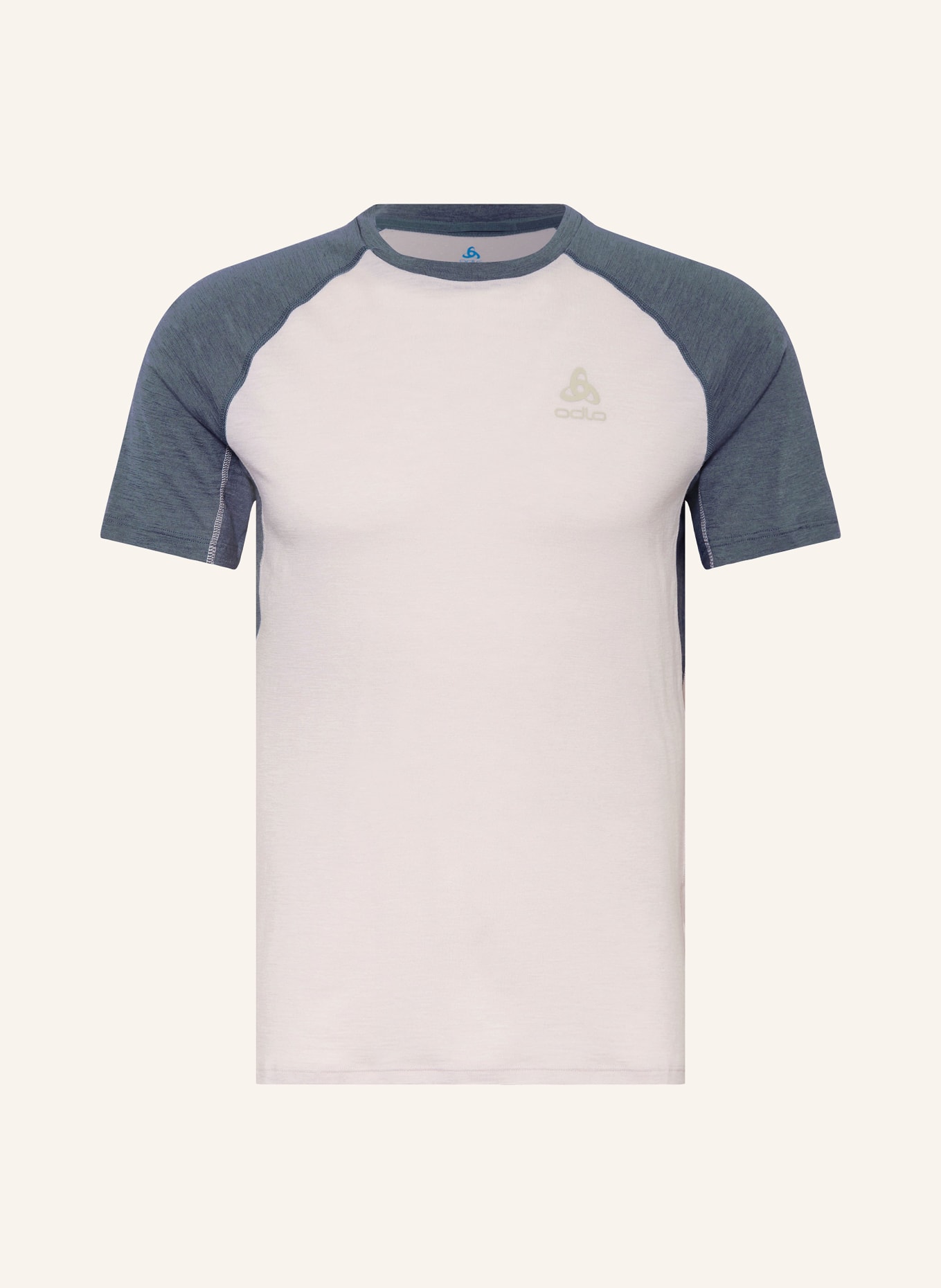 odlo T-Shirt ASCENT PERFORMANCE WOOL 125, Farbe: BEIGE/ PETROL (Bild 1)