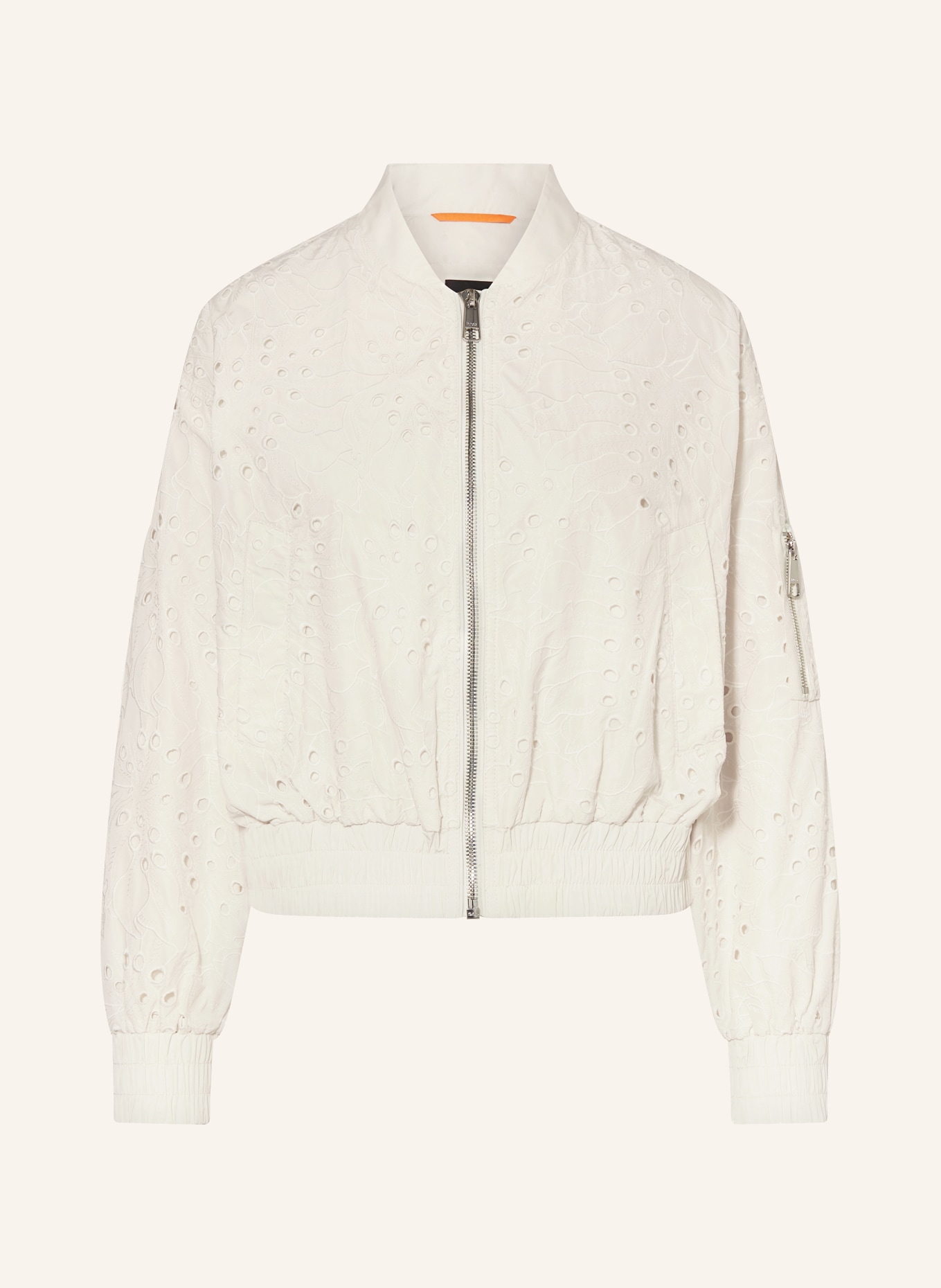 BOSS Bomber jacket PRODERY in broderie anglaise, Color: ECRU (Image 1)