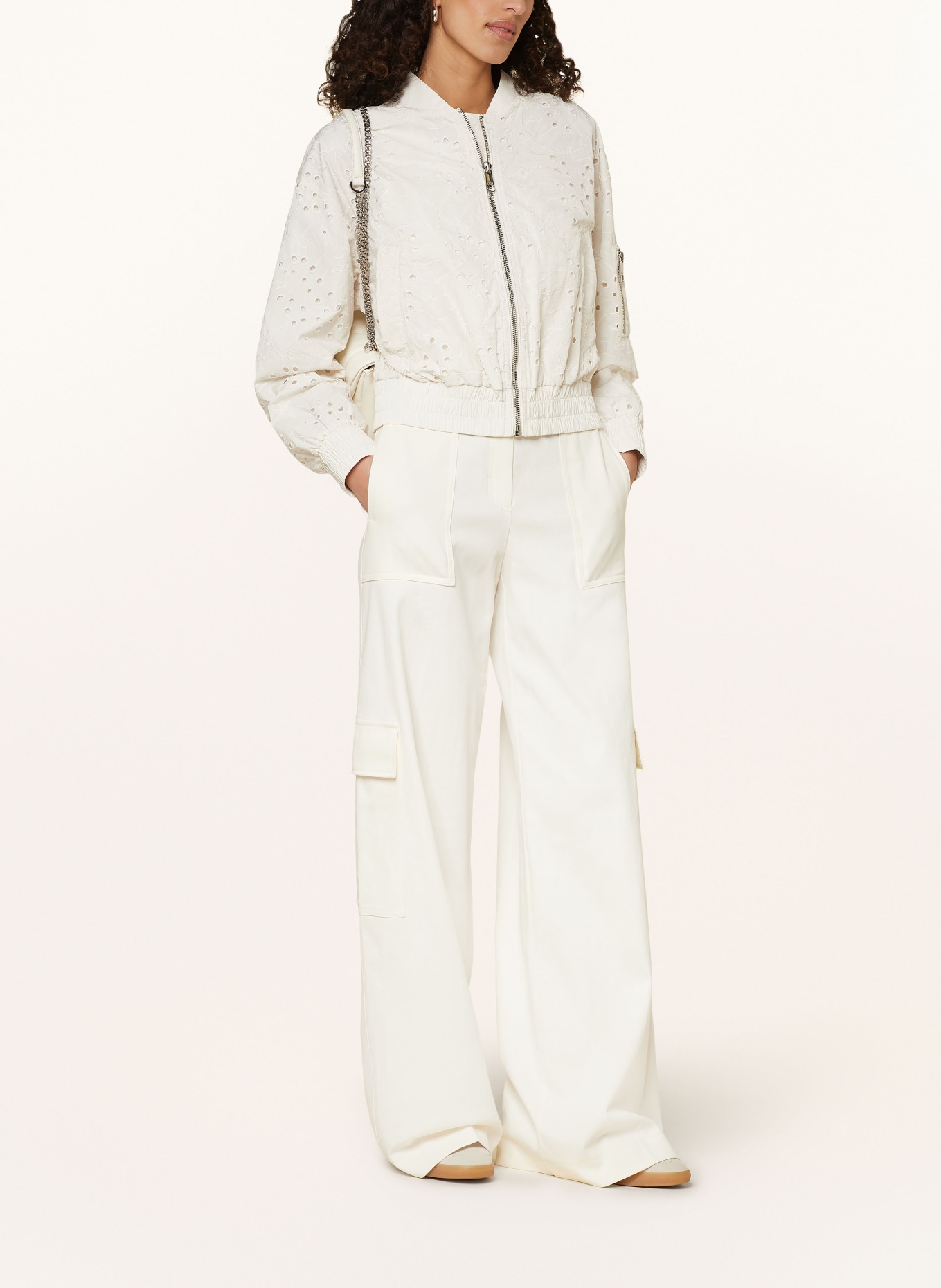 BOSS Bomber jacket PRODERY in broderie anglaise, Color: ECRU (Image 2)